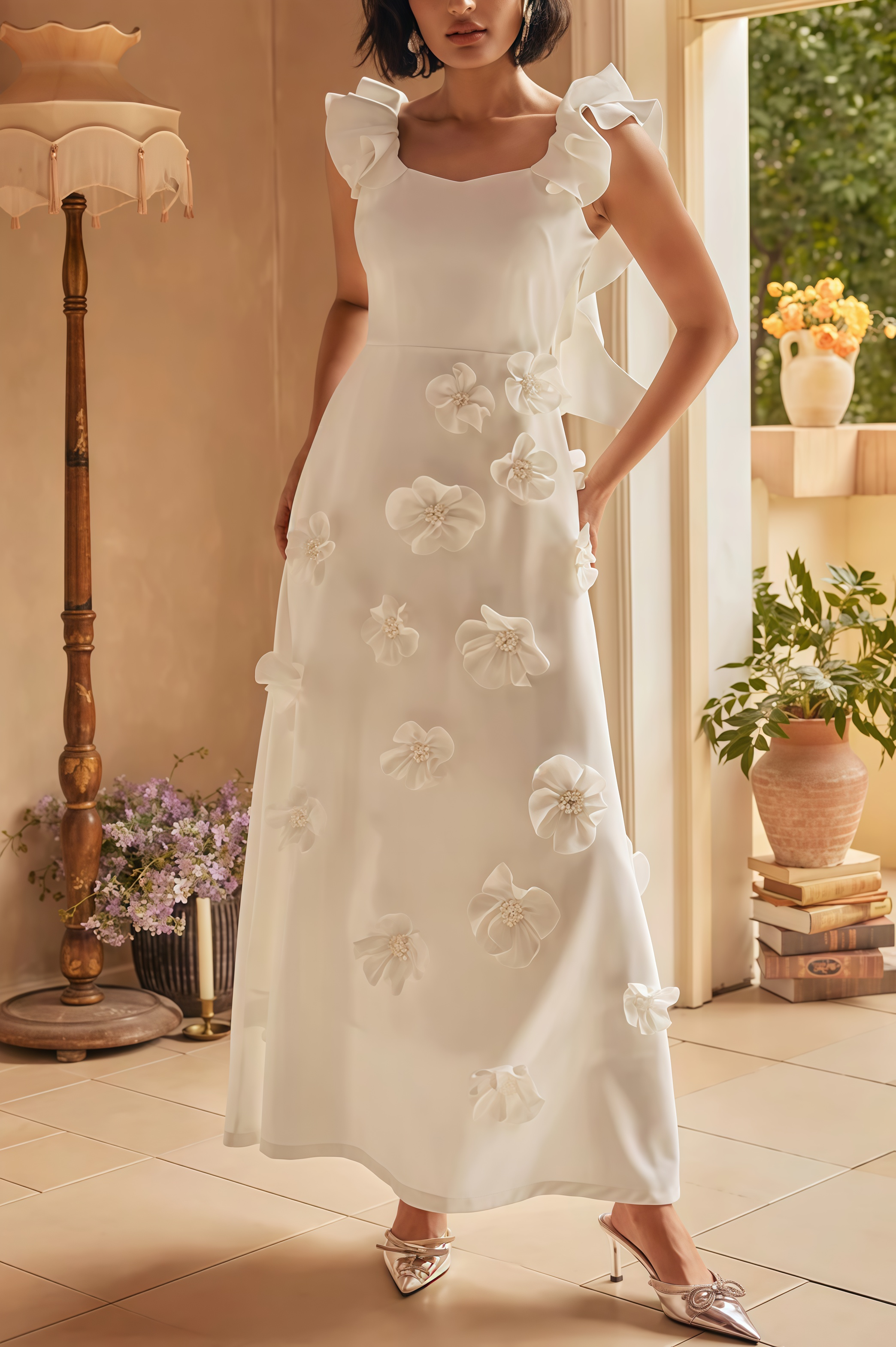 Ismay Spliced Appliques Maxi Dress