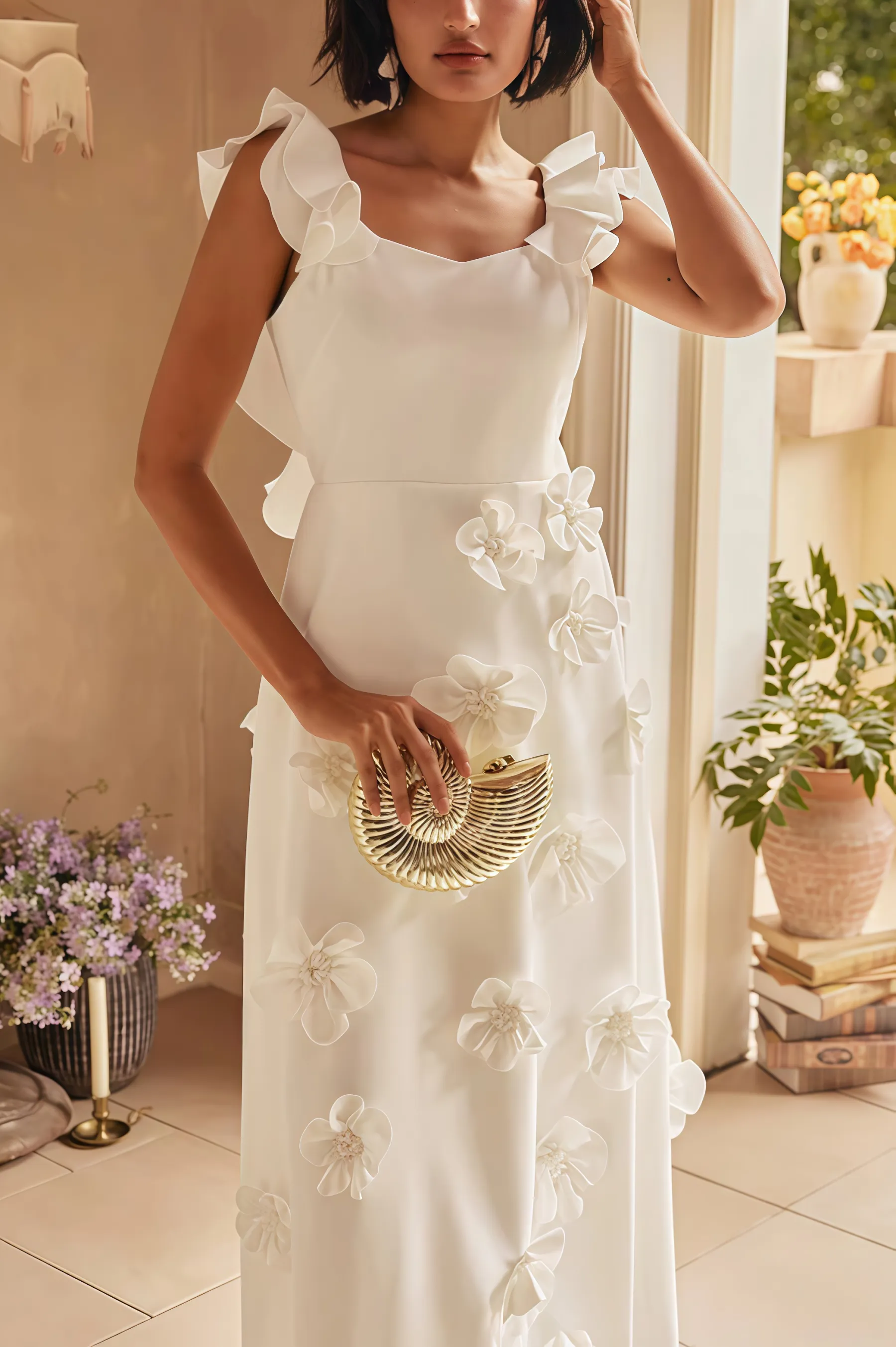Ismay Spliced Appliques Maxi Dress