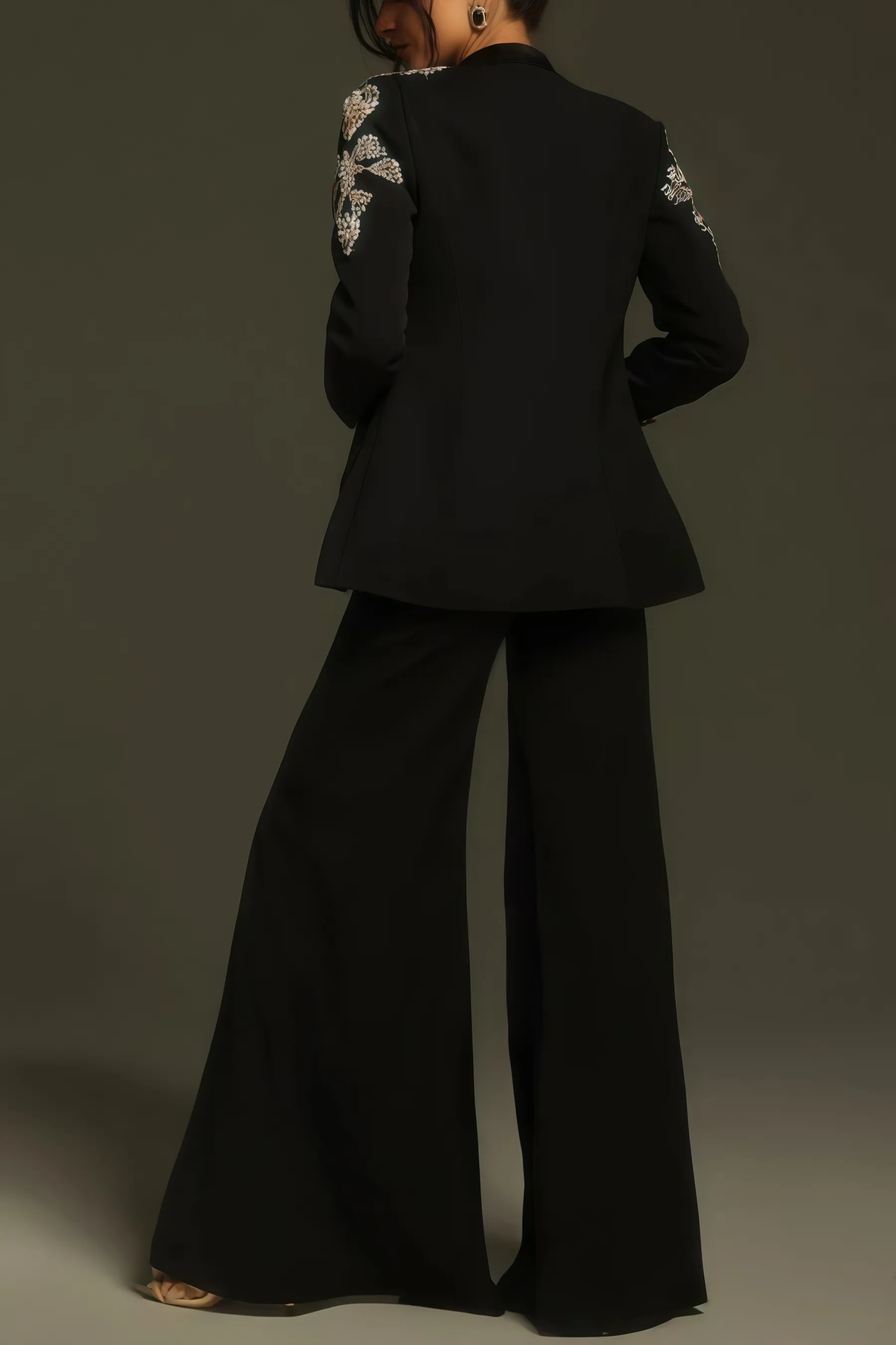 Pael Rhinestone Split Blazer Set