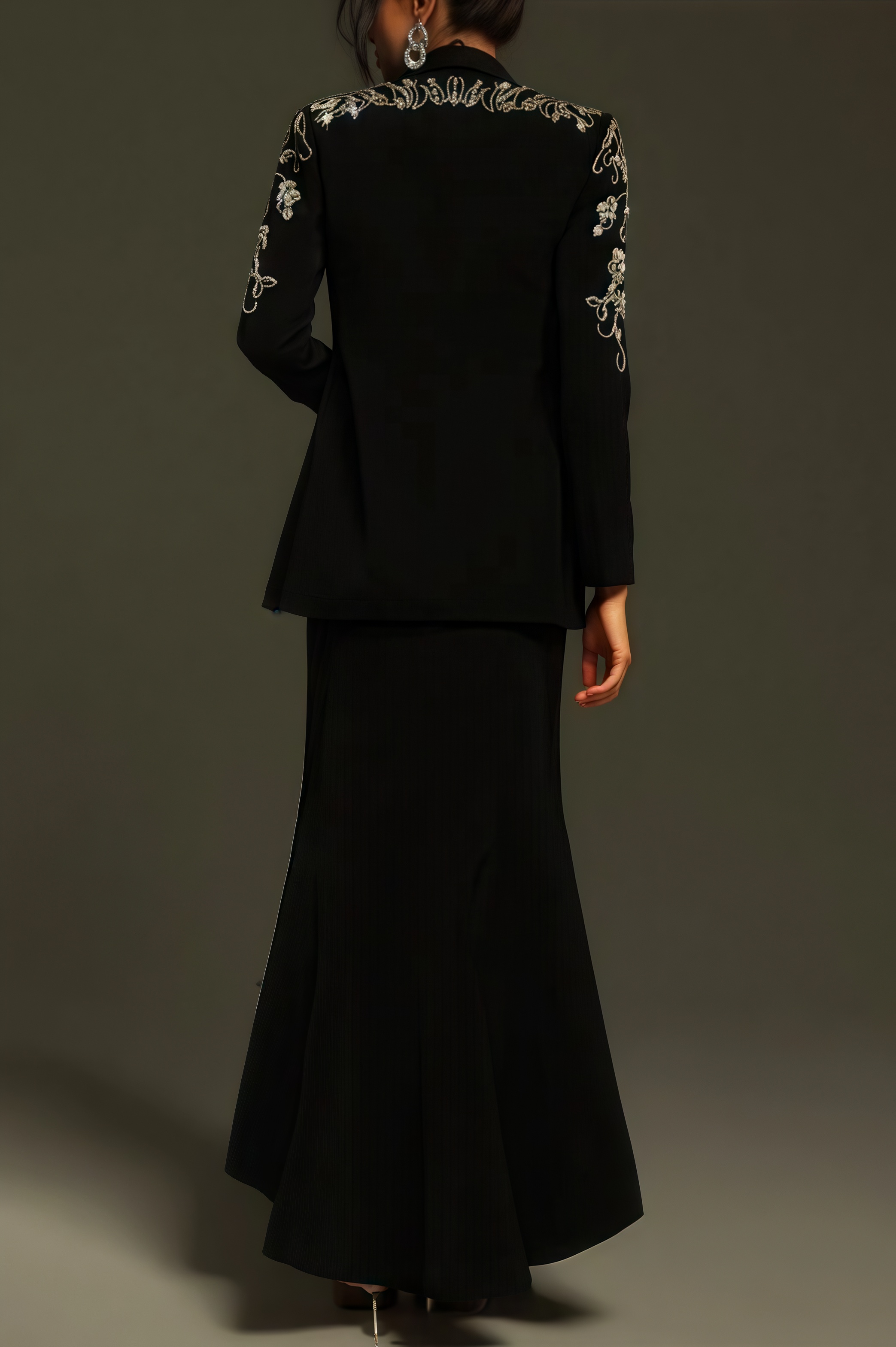 Quinen Long Sleeve Rhinestone Blazer Set