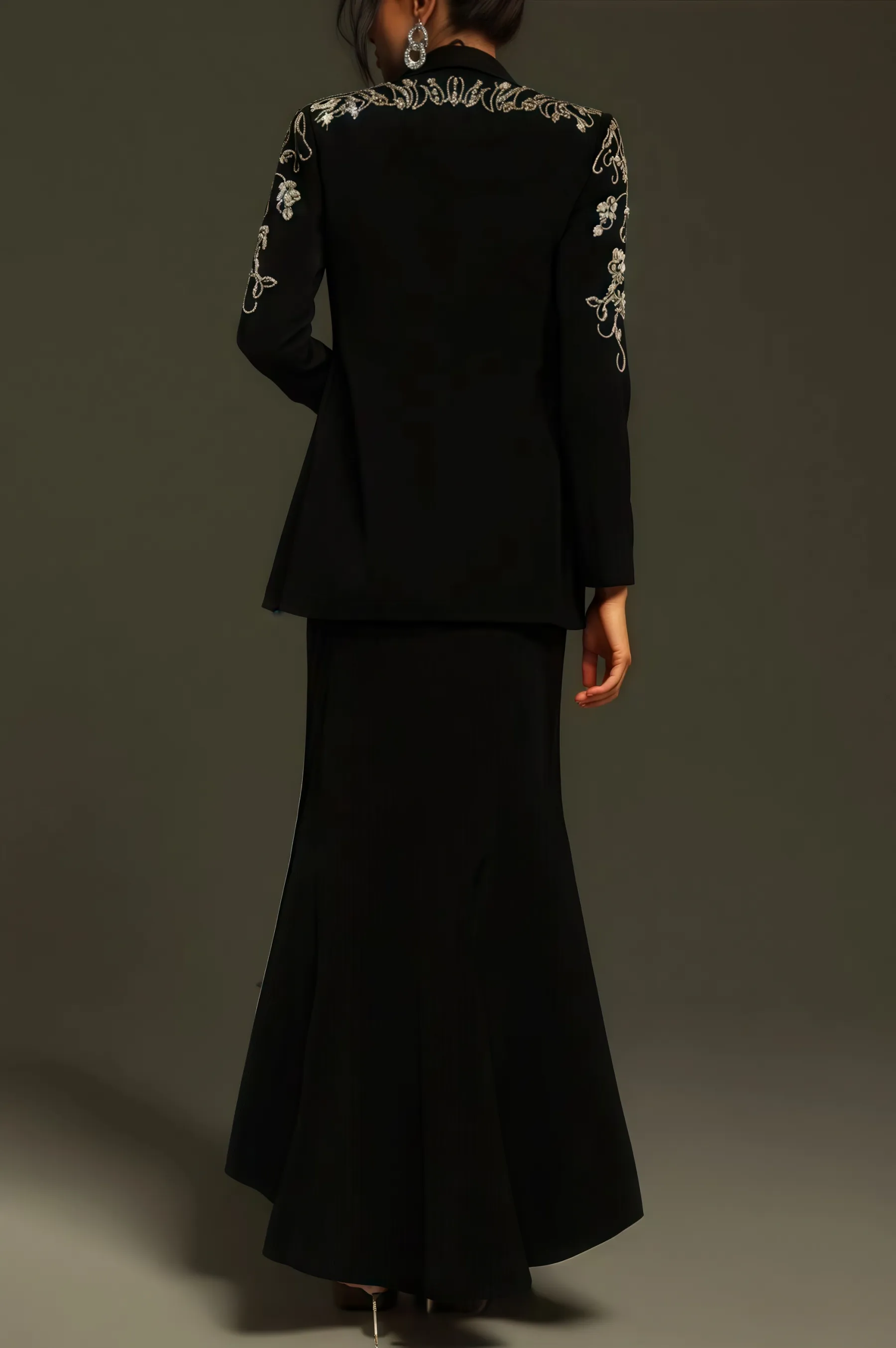 Quinen Long Sleeve Rhinestone Blazer Set