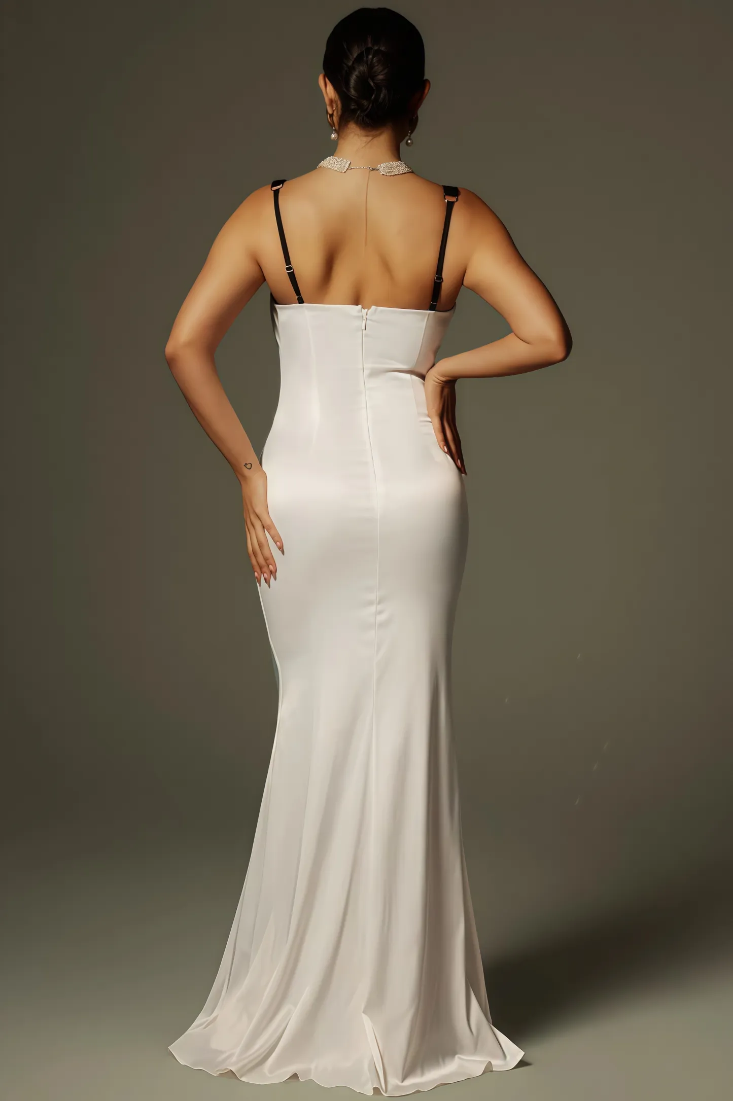 Quentin Plunge Neck Satin Maxi Dress