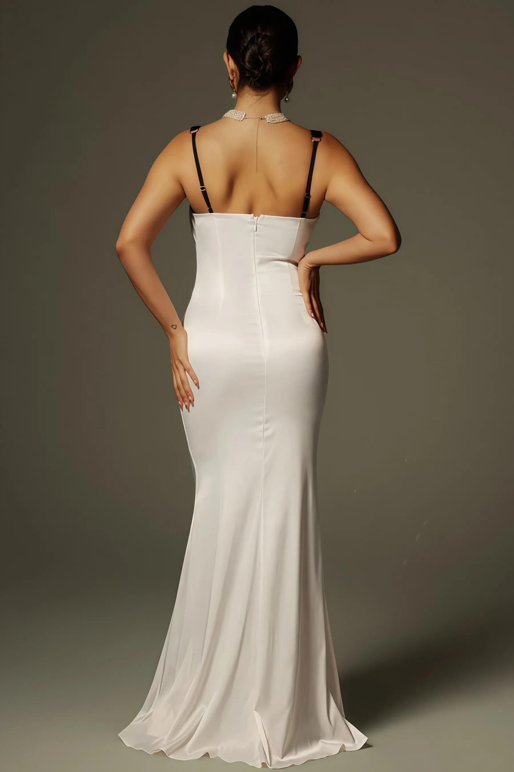 Quentin Plunge Neck Satin Maxi Dress