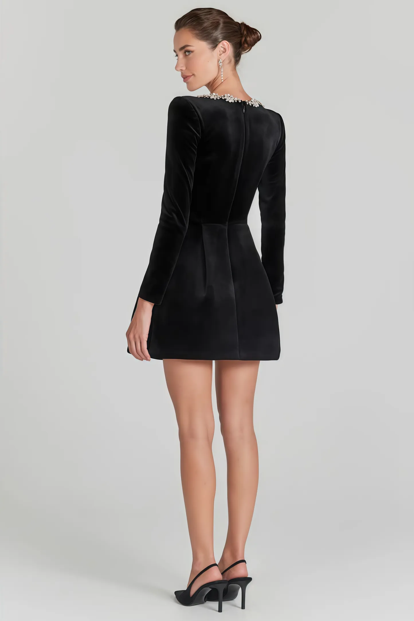 Eva Black Diamond Encrusted Bandage Mini Dress