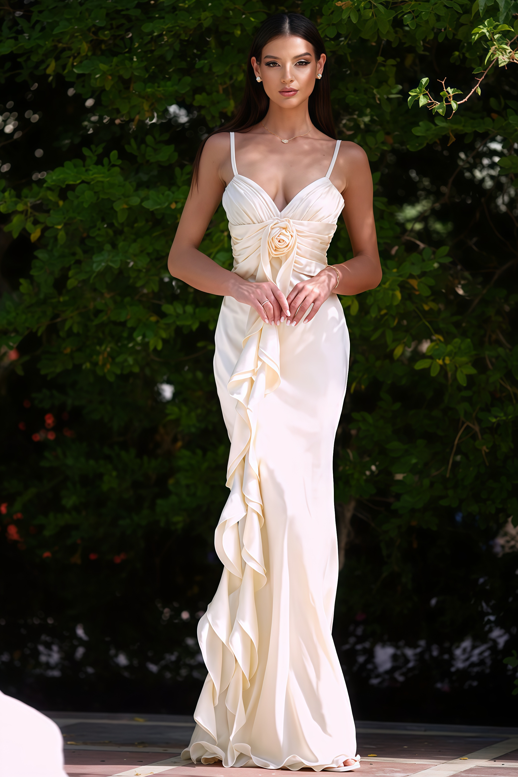 Paige 3D Floral Halter Maxi Dress