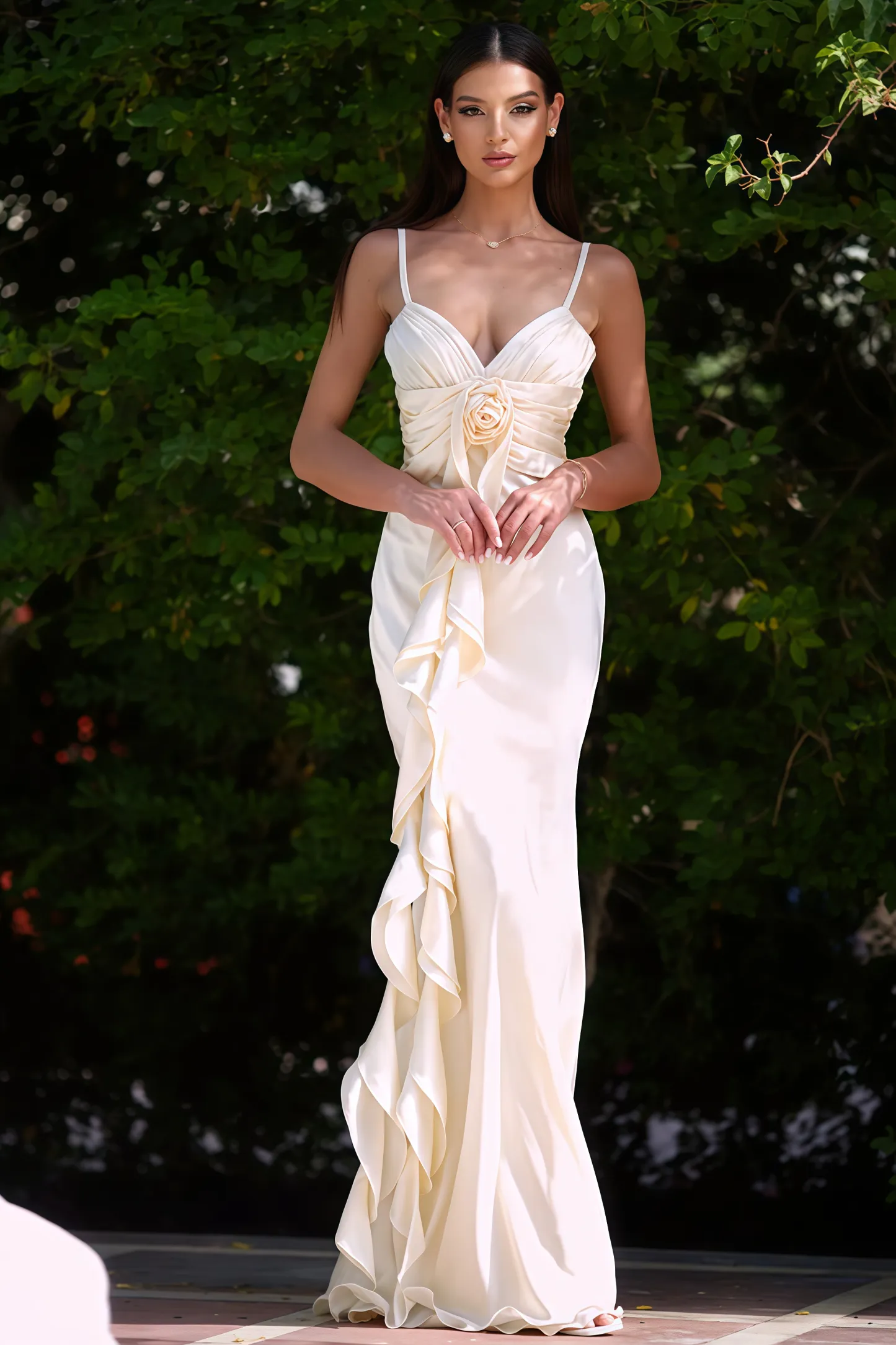 Paige 3D Floral Halter Maxi Dress
