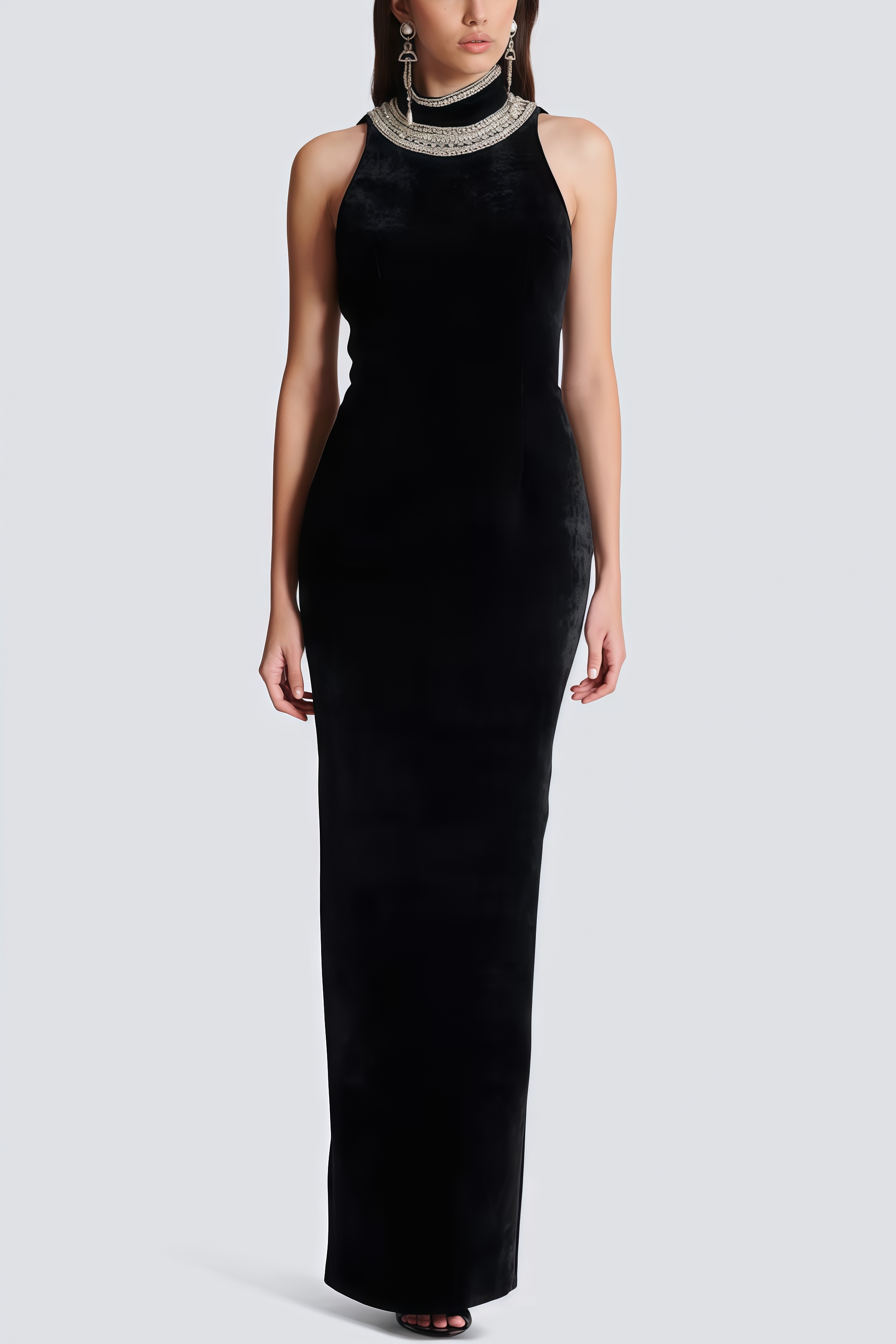 Islasd Beaded Backless Maxi Dress
