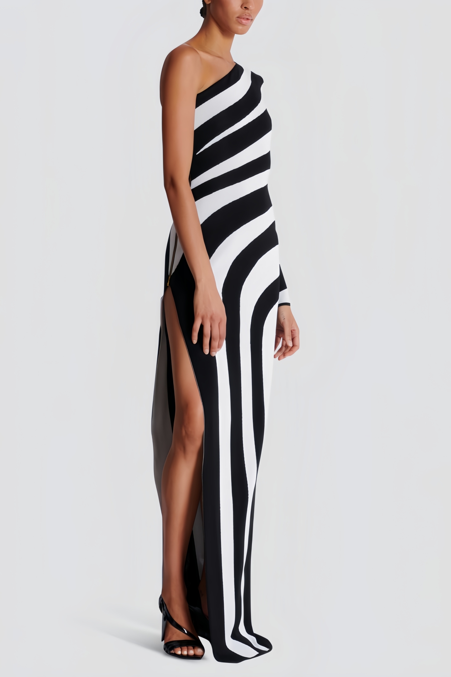 Delia Black and White Striped Maxi Dress