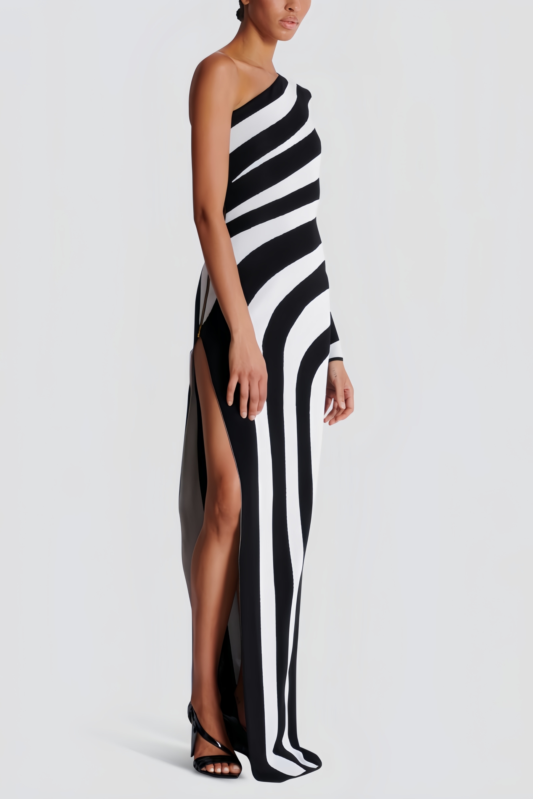 Delia Black and White Striped Maxi Dress