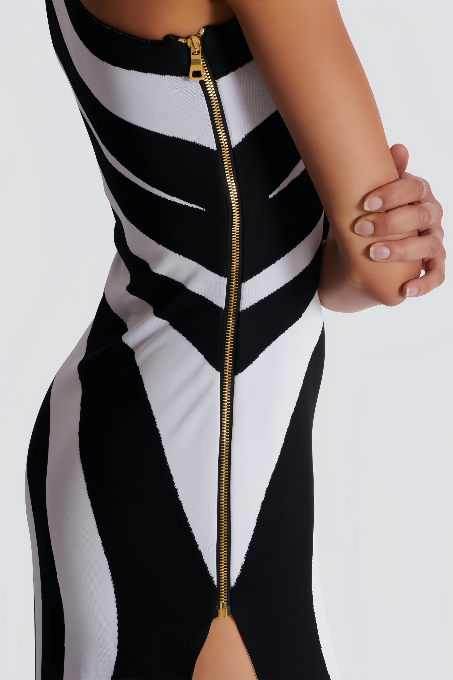 Delia Black and White Striped Maxi Dress