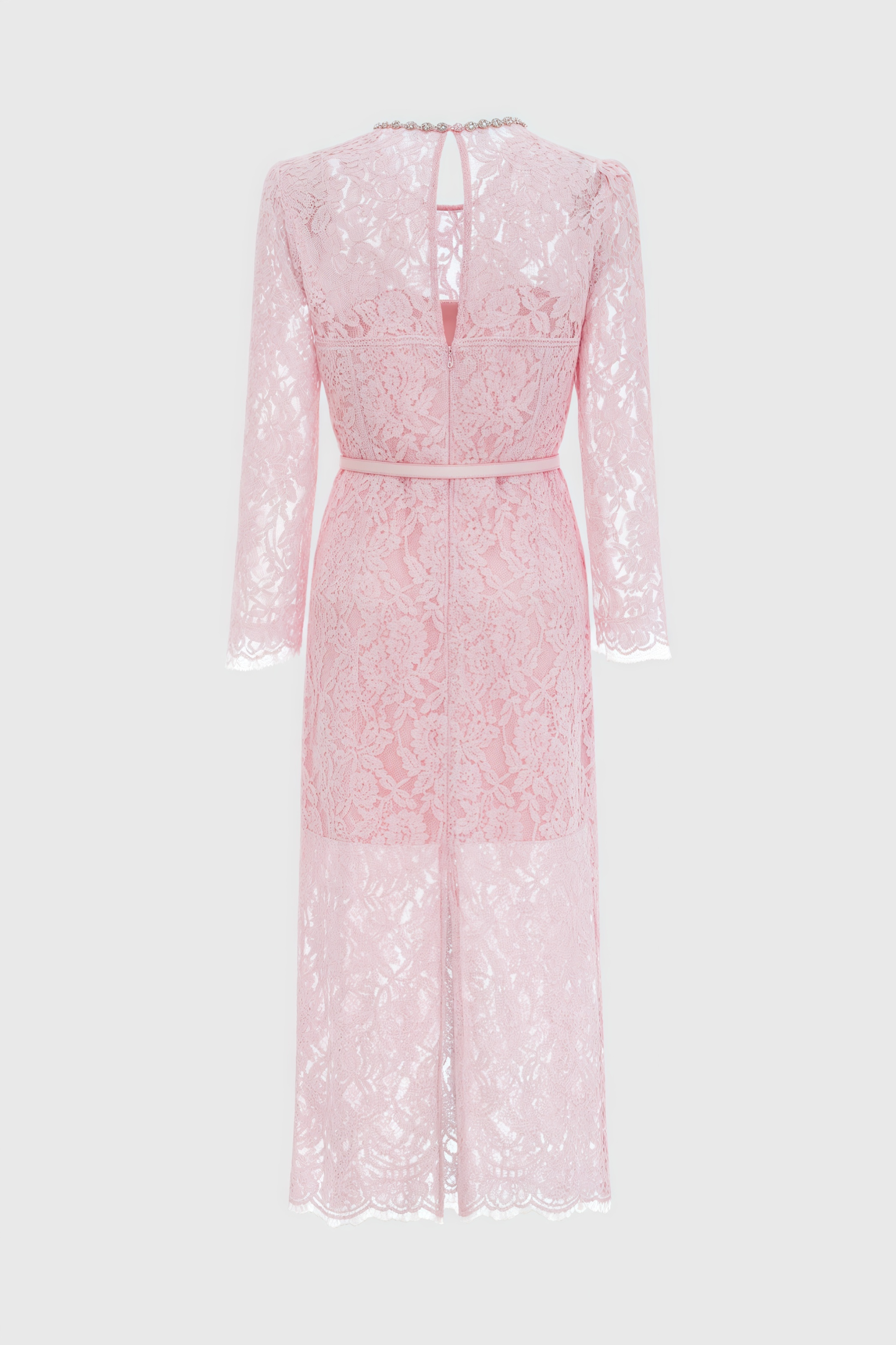 Andre Pink Lace High-Waisted Midi Dress