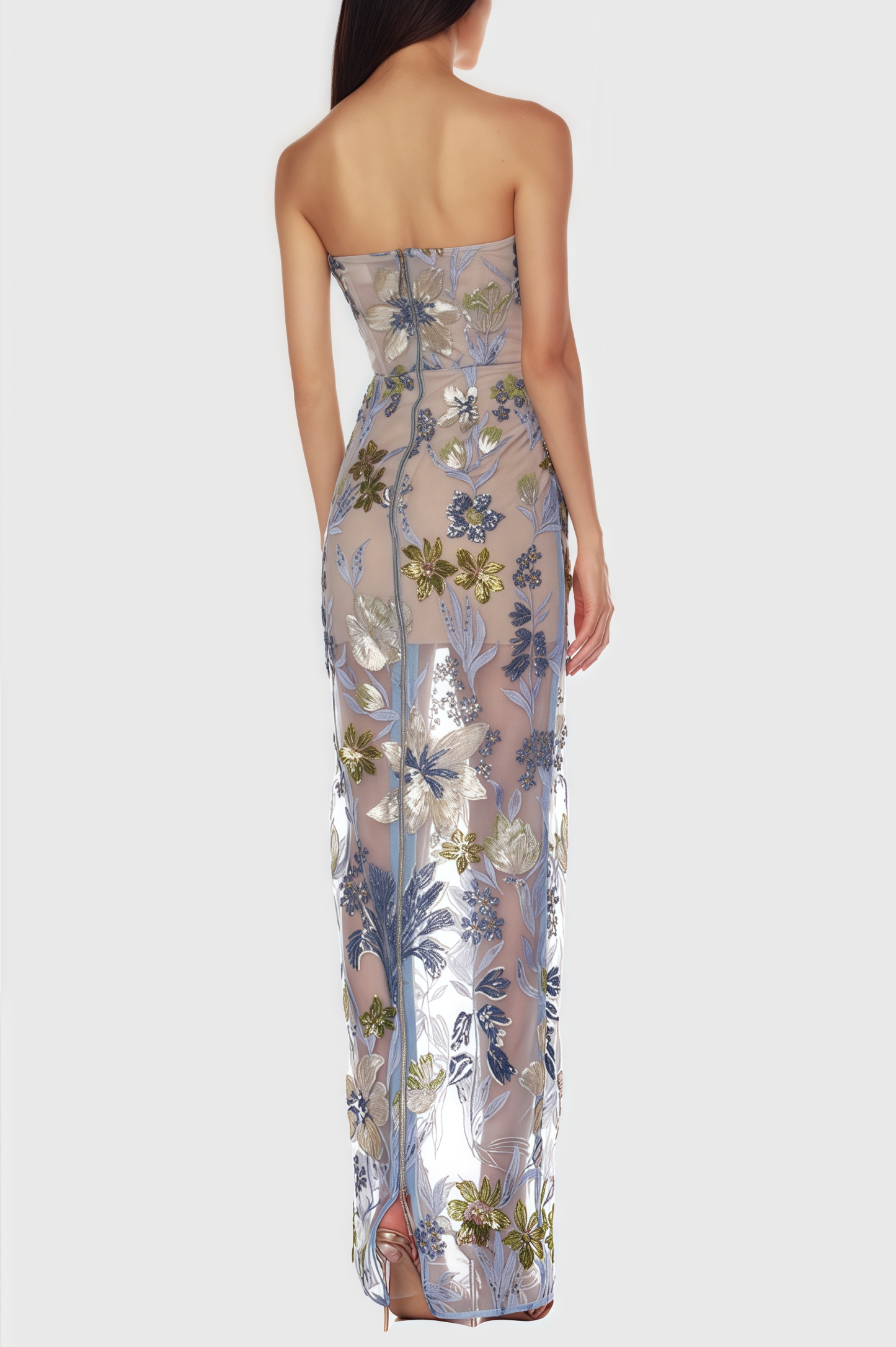 Waylen Blue Embroidered Maxi Dress