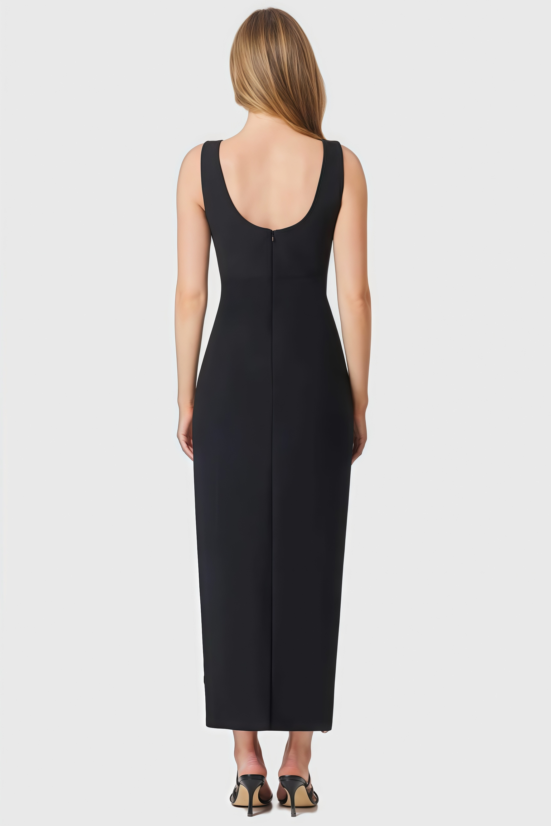 Sharo Black Diamante Midi Dress
