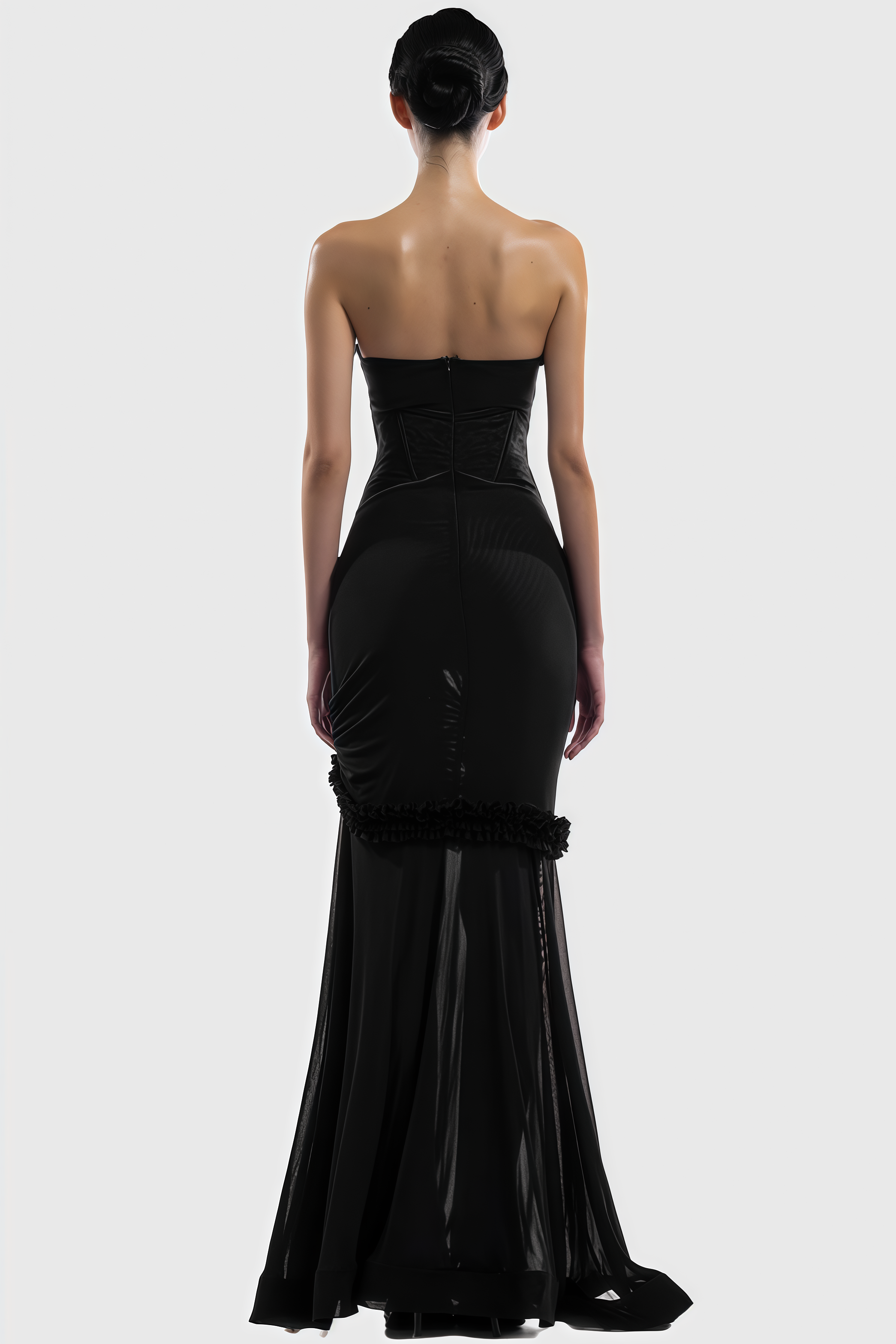 Rykelf Black Embroidered 3D Flower Maxi Dress