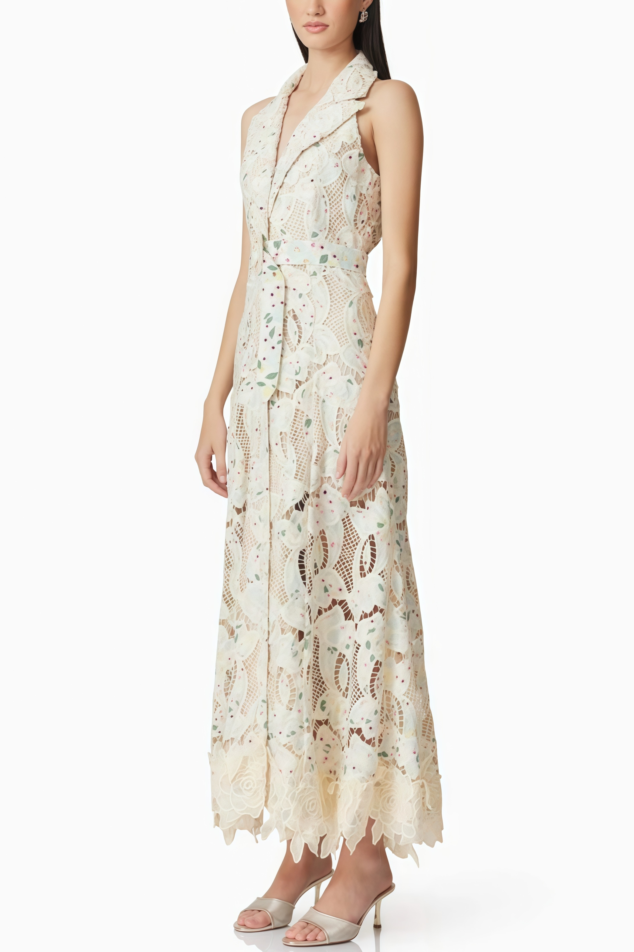 Harld White Lace Floral Maxi Dress