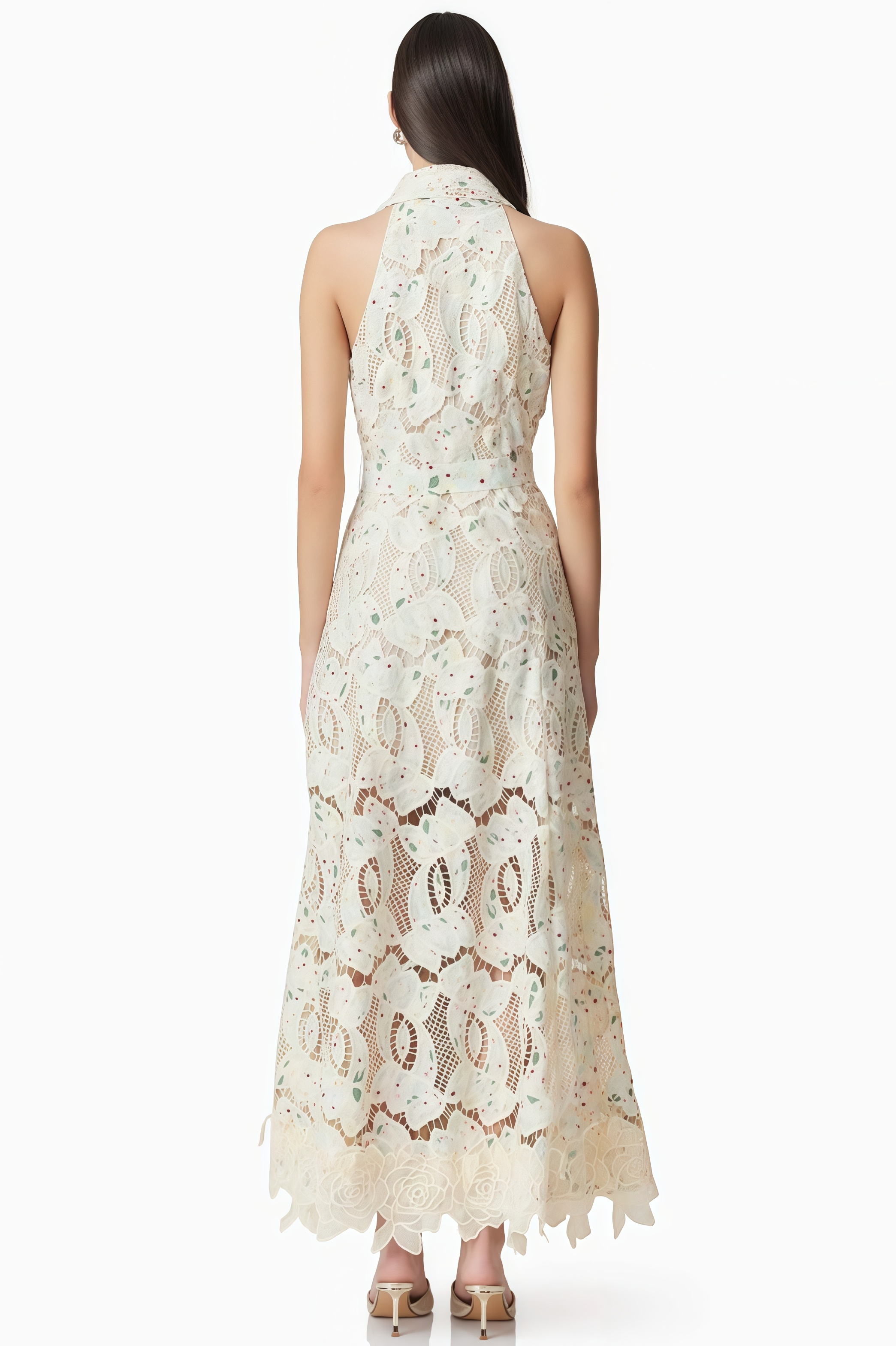 Harld White Lace Floral Maxi Dress