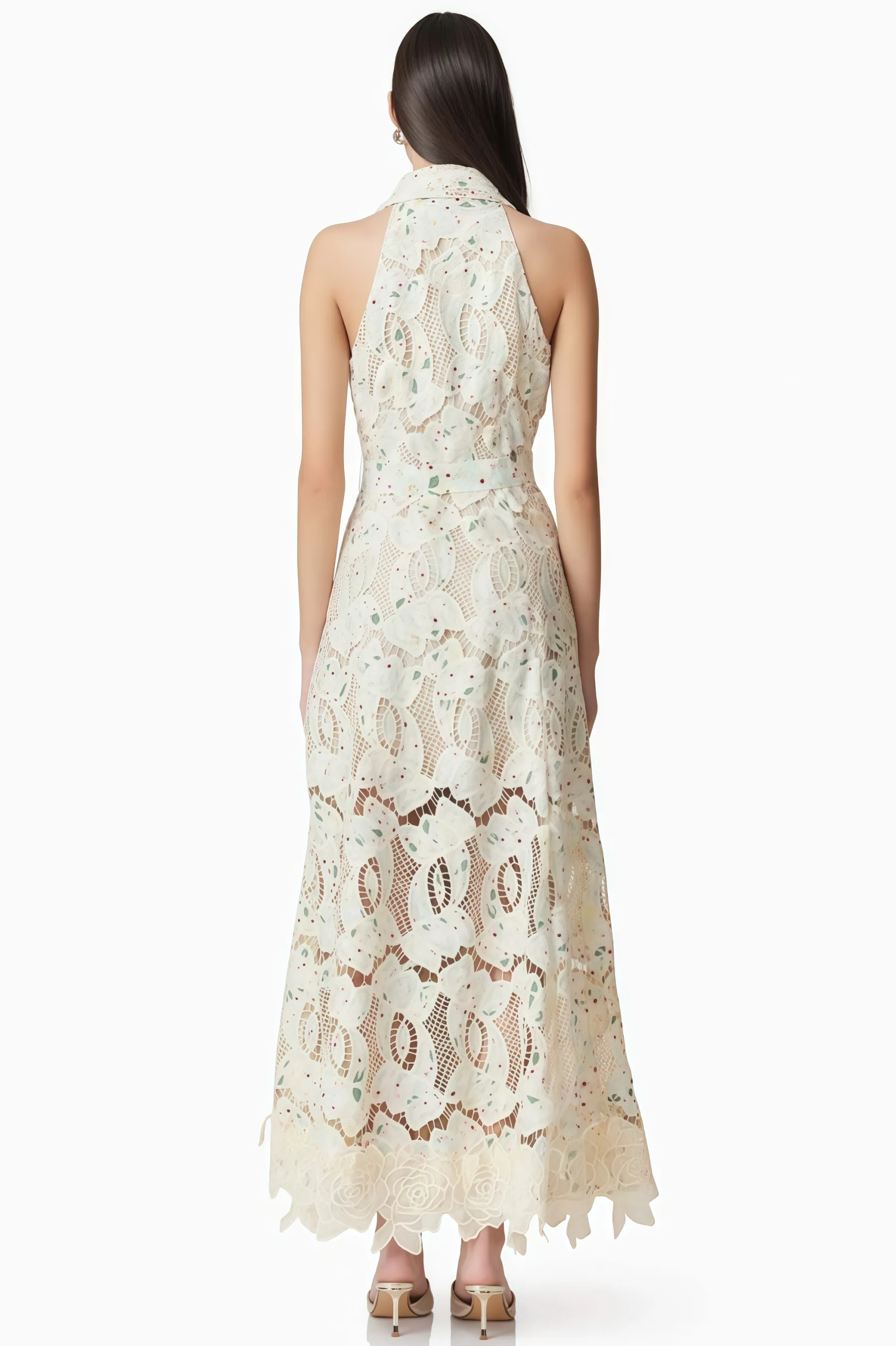 Harld White Lace Floral Maxi Dress