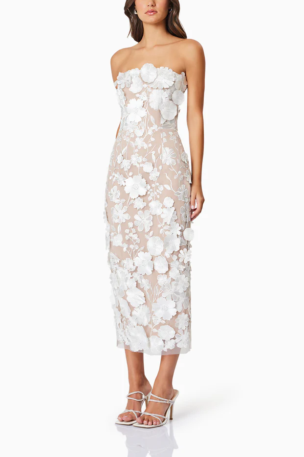Taliah Strapless Hip Hugging Midi Dress