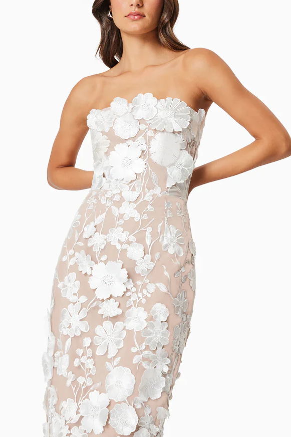 Taliah Strapless Hip Hugging Midi Dress