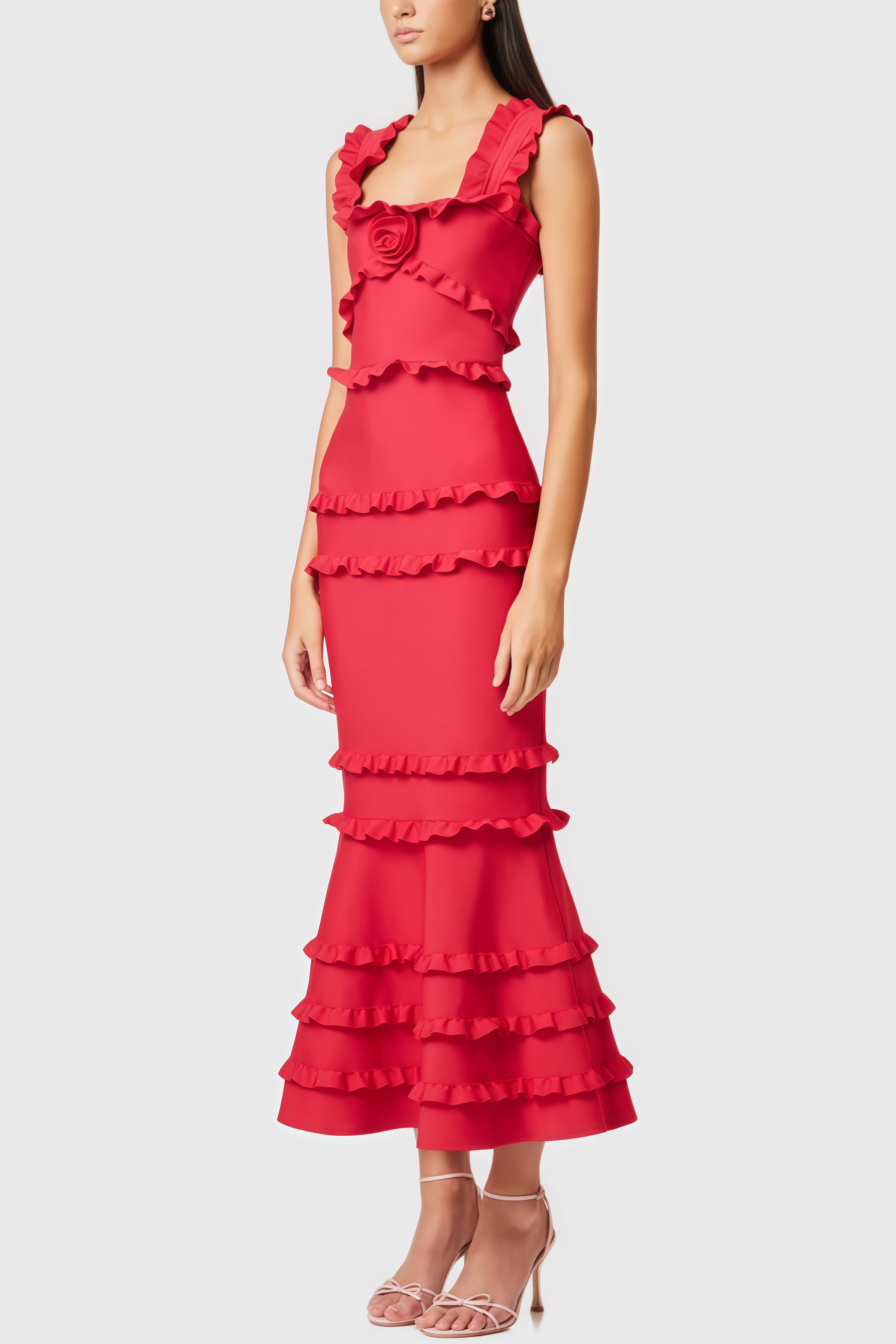 Doroth Red Frill Maxi Dress