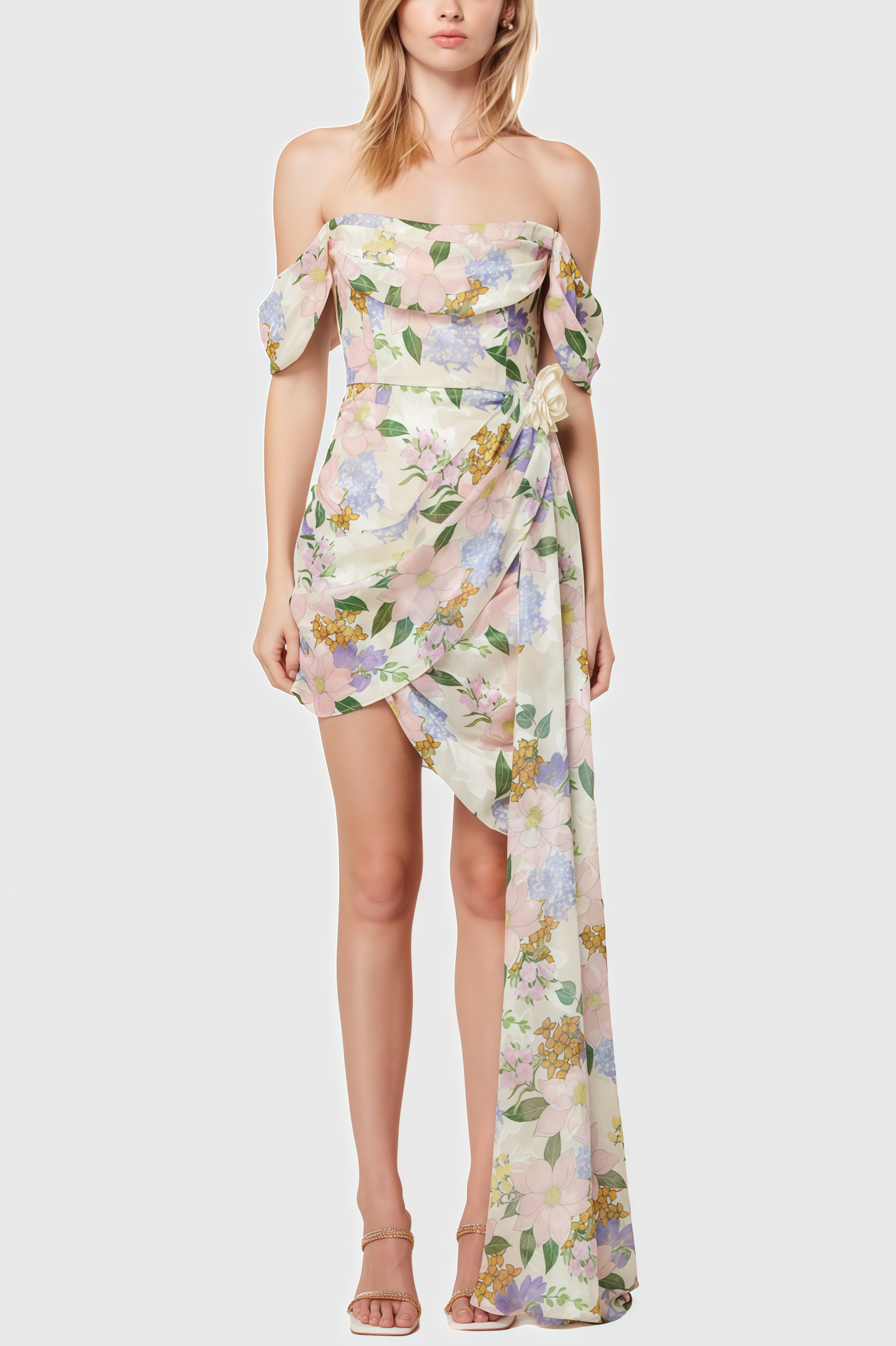 Amansd Floral High Waist Midi Dress