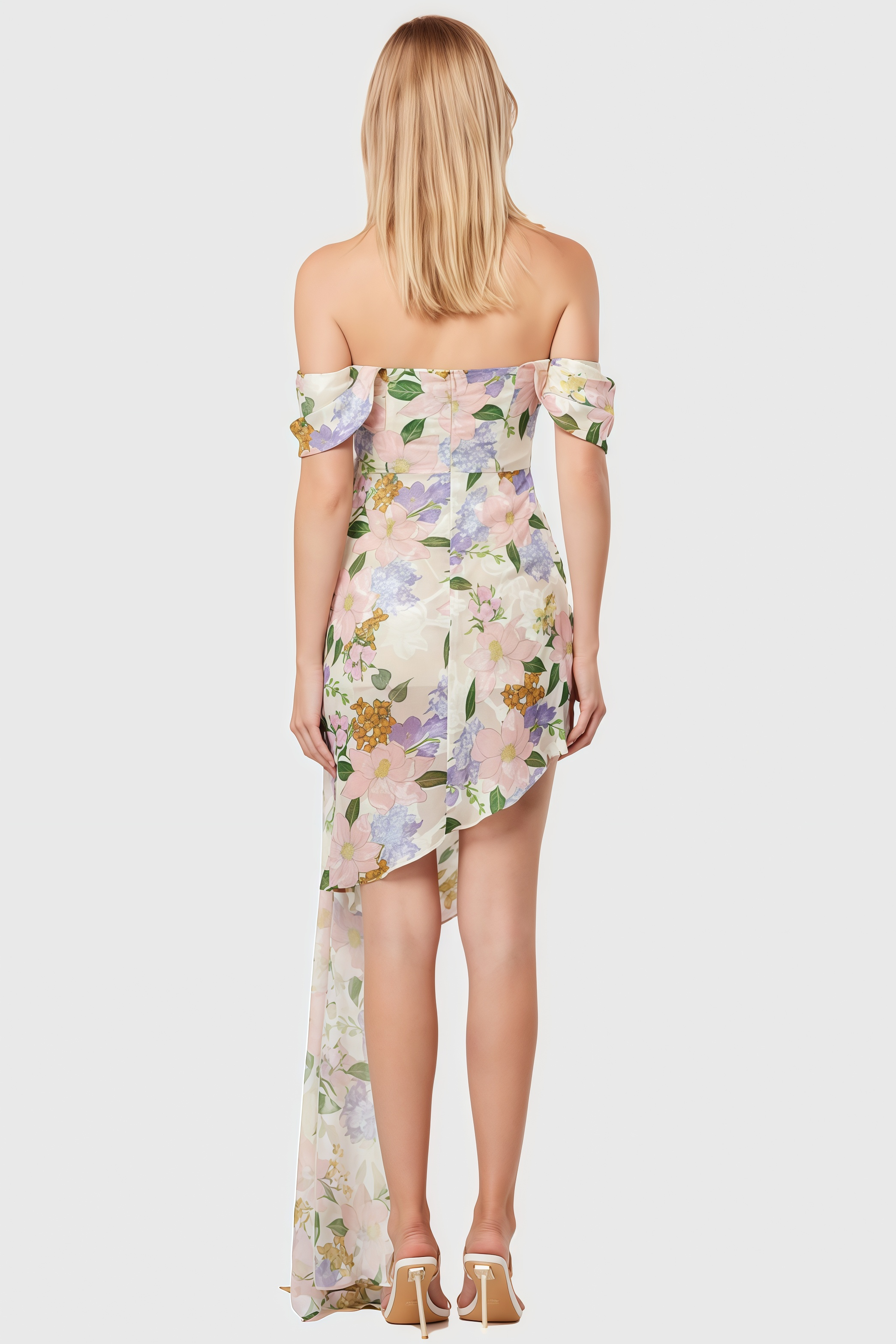 Amansd Floral High Waist Midi Dress