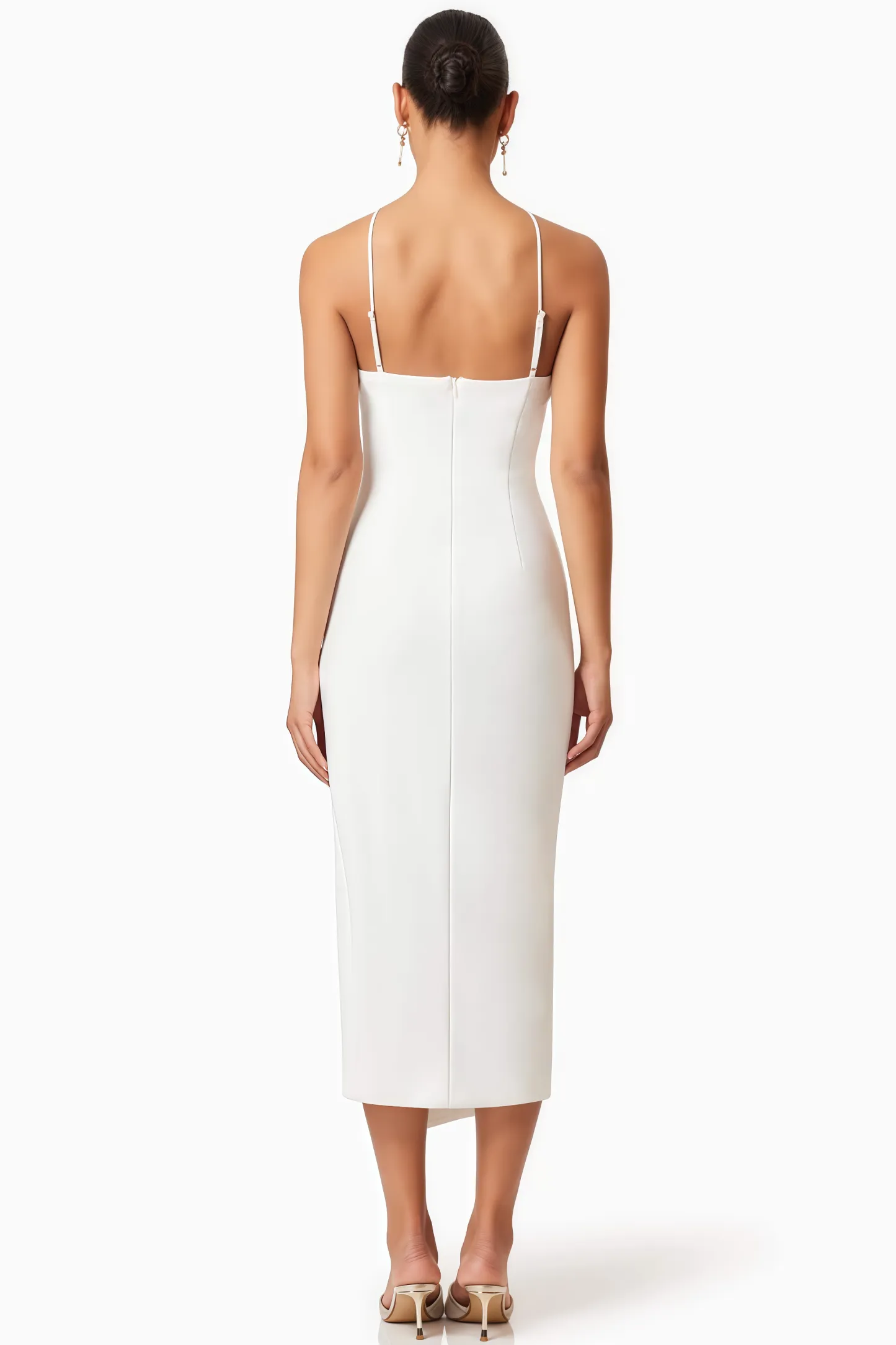 Kaelt White 3D Floral Midi Dress