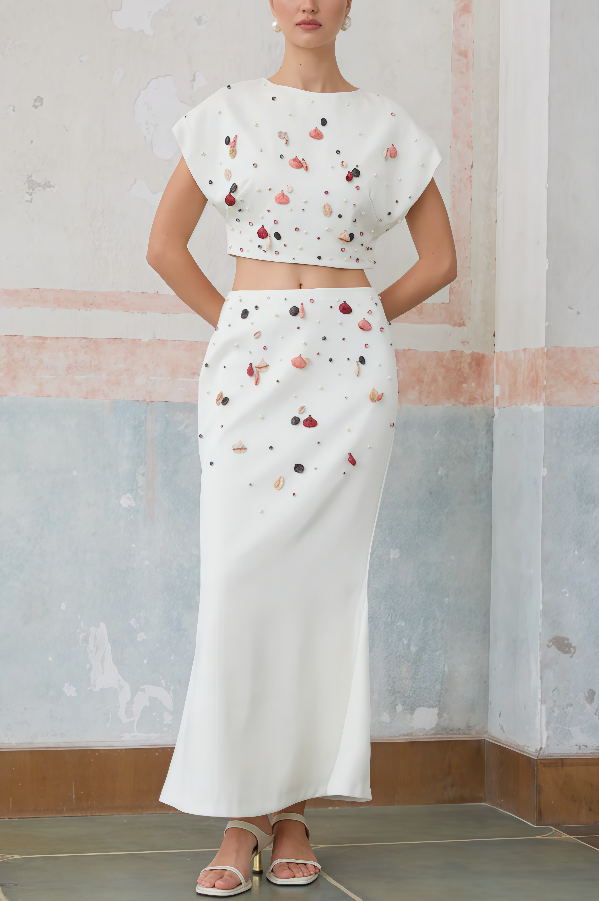 Gavrin Shell Diamond Top Midi Dress Set