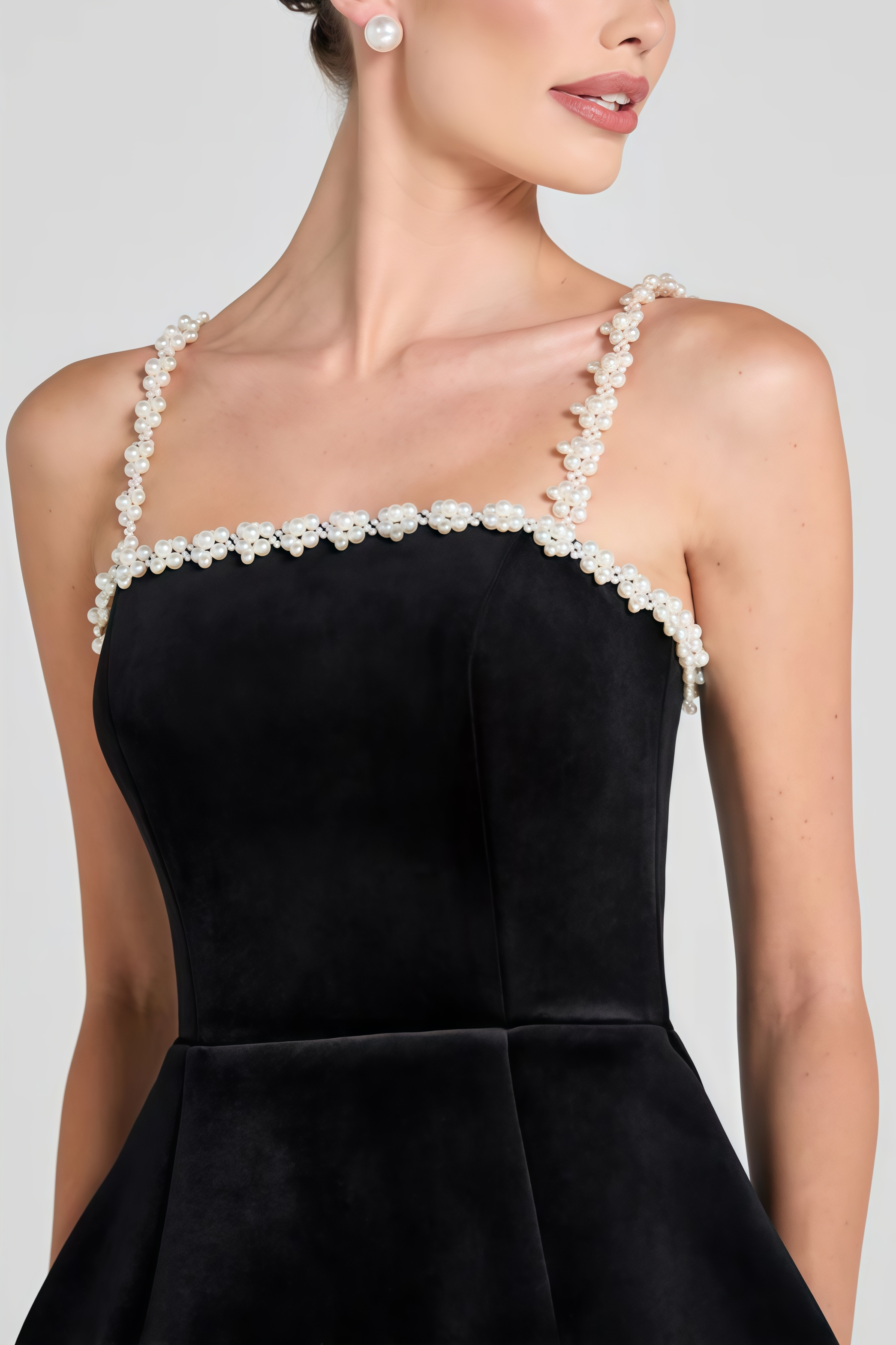 Gael Beaded Black Sleeveless Mini Dress