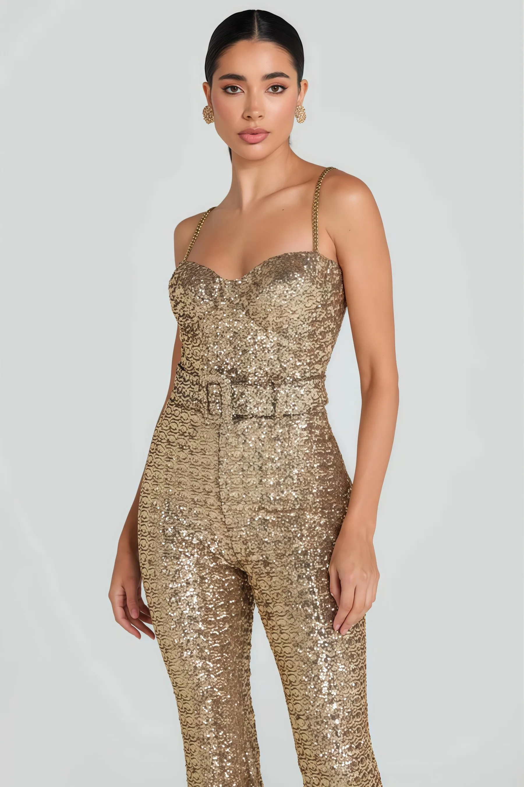 Lunia Gold Sequin Jumpsuit