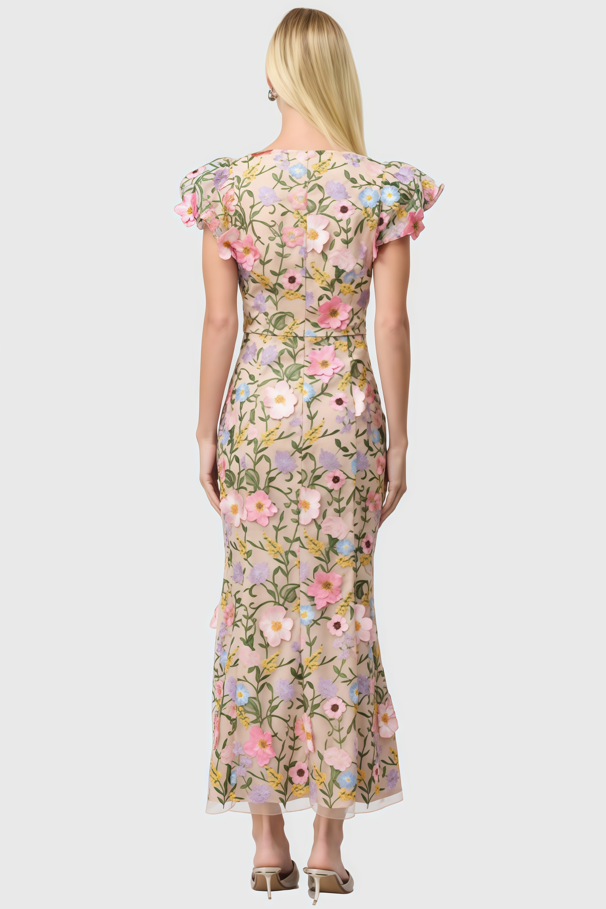 Noahsd Embroidered 3D Flower Maxi Dress