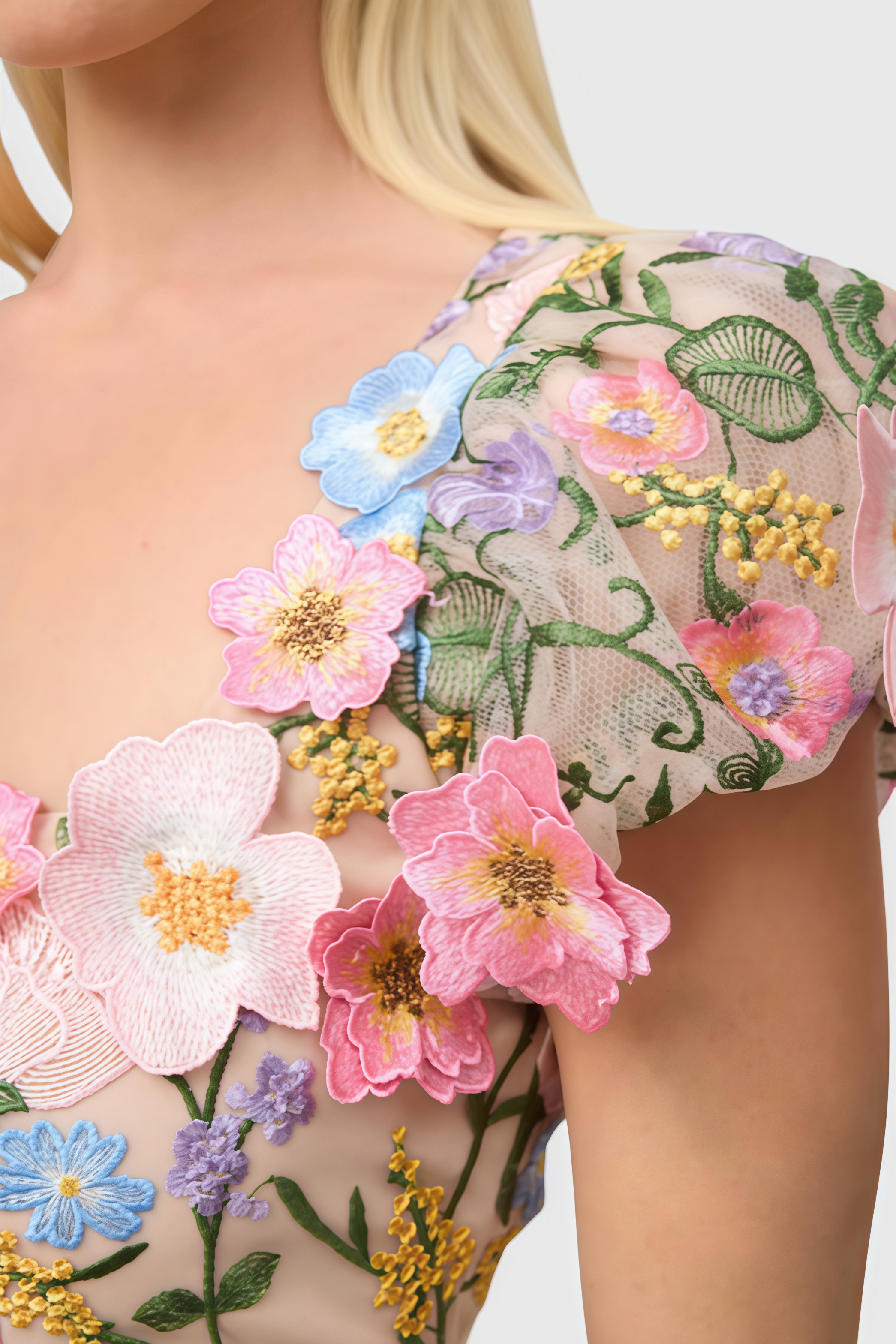 Noahsd Embroidered 3D Flower Maxi Dress