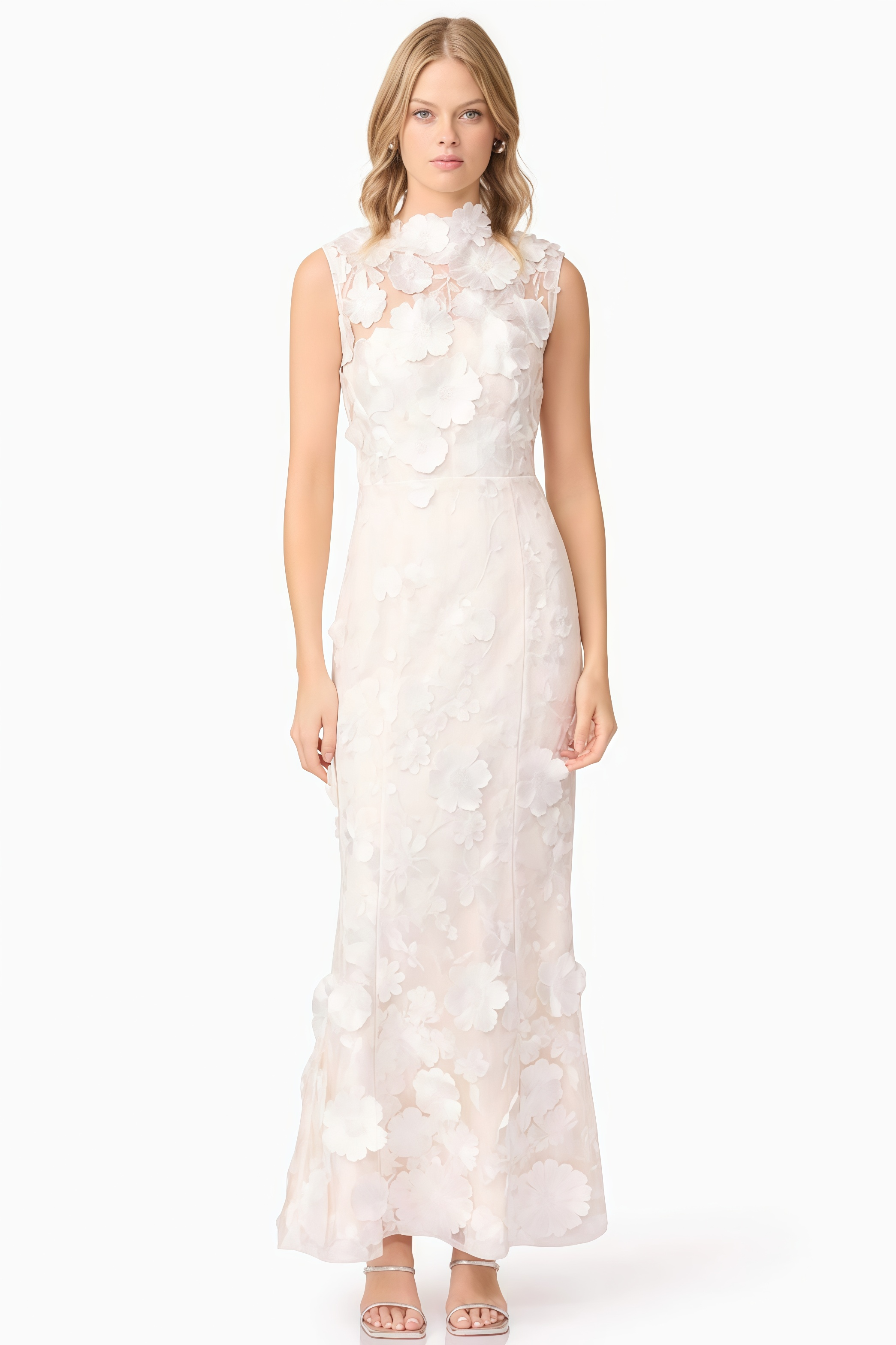 Jastet Embroidered 3D Floral Maxi Dress