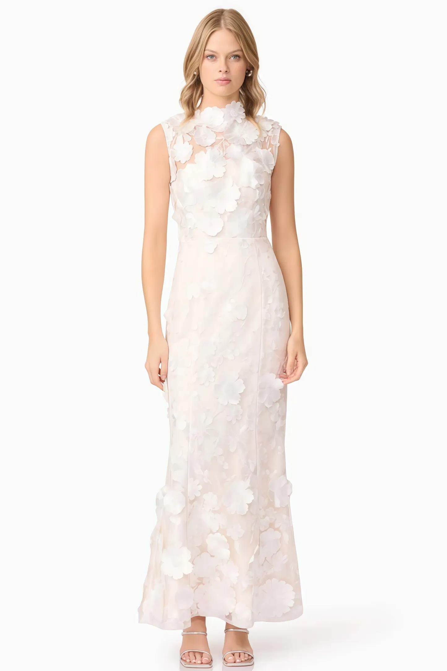 Jastet Embroidered 3D Floral Maxi Dress