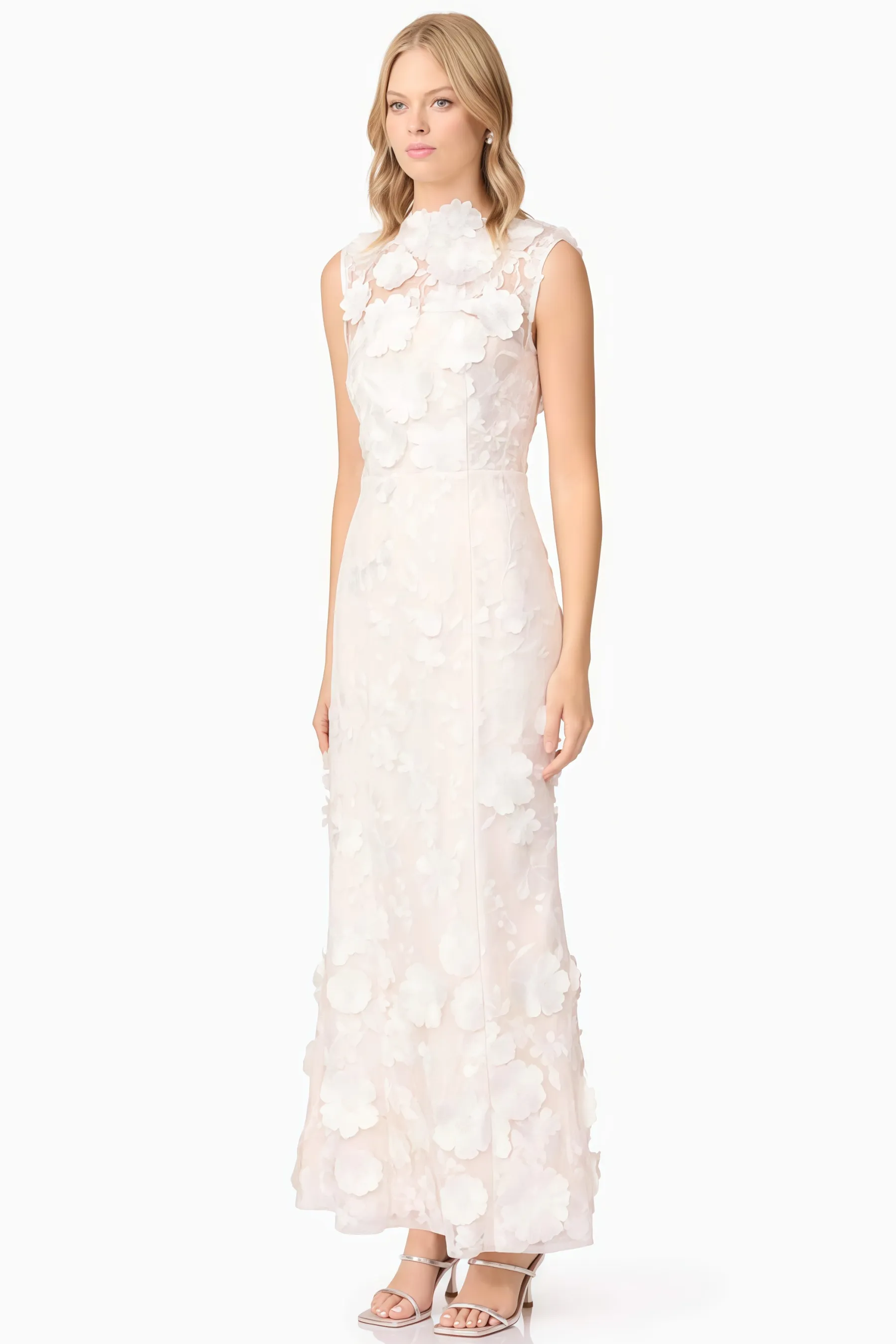 Jastet Embroidered 3D Floral Maxi Dress
