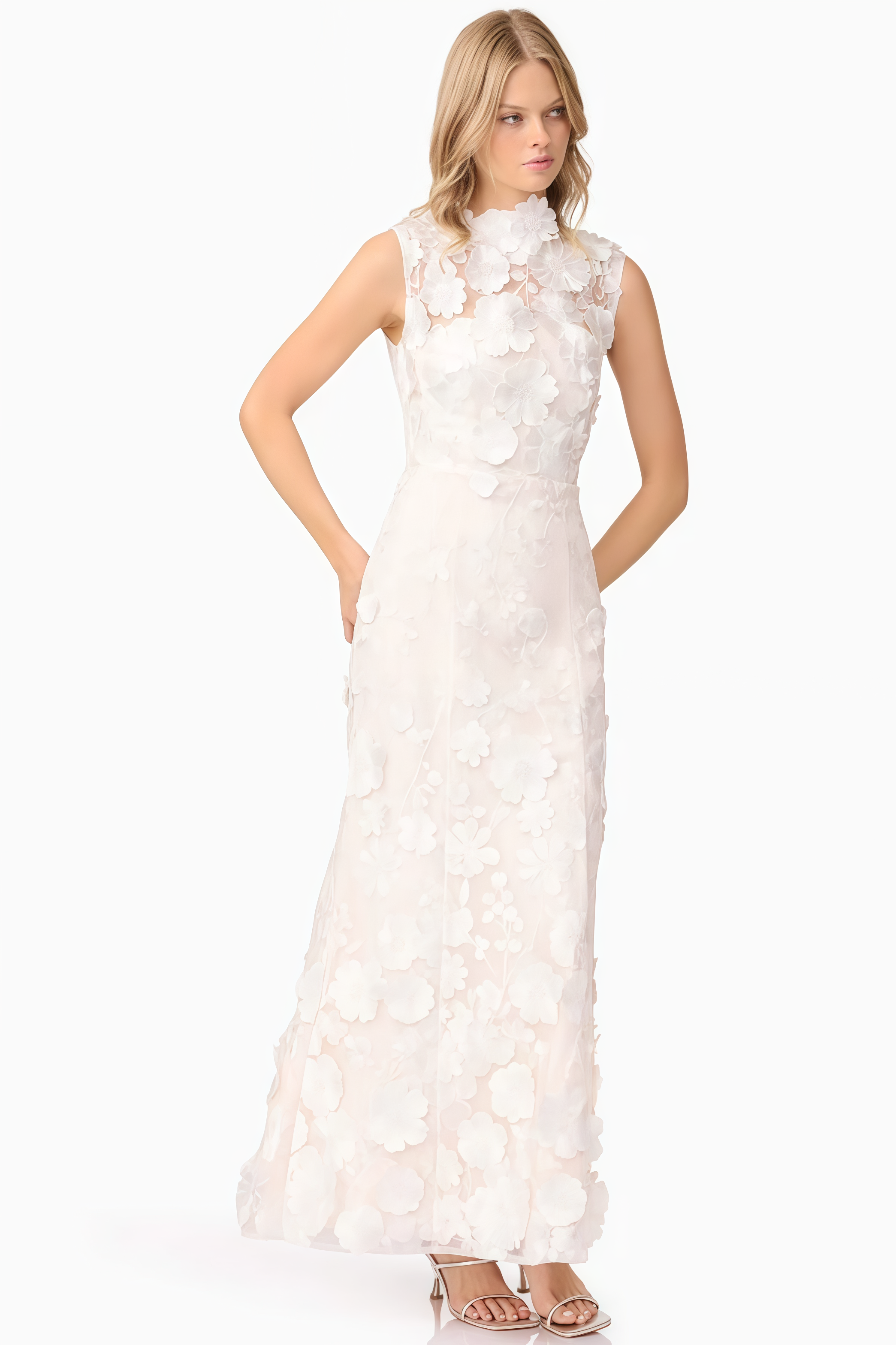 Jastet Embroidered 3D Floral Maxi Dress