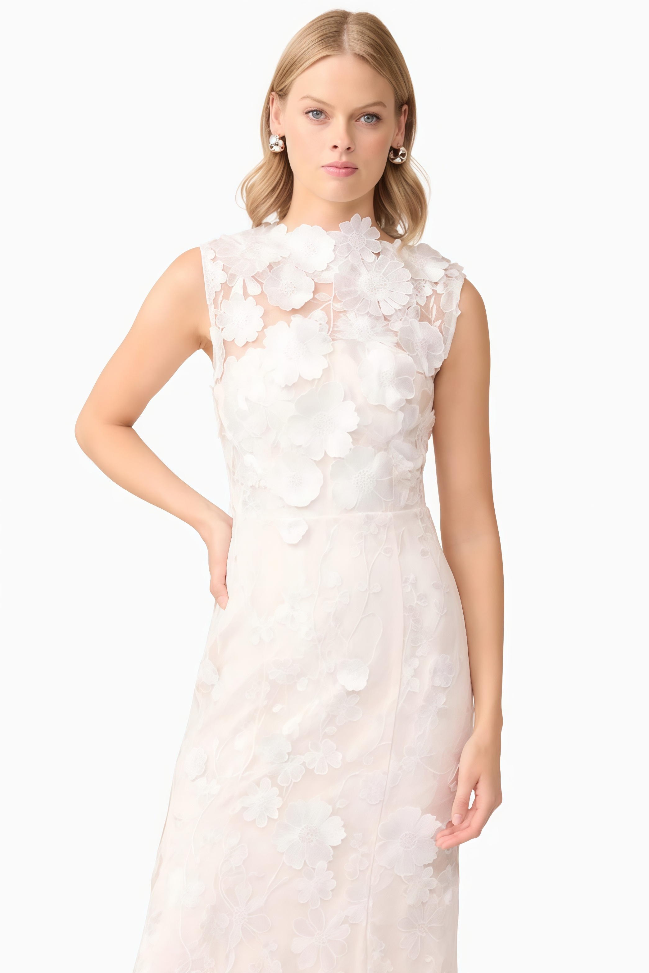 Jastet Embroidered 3D Floral Maxi Dress