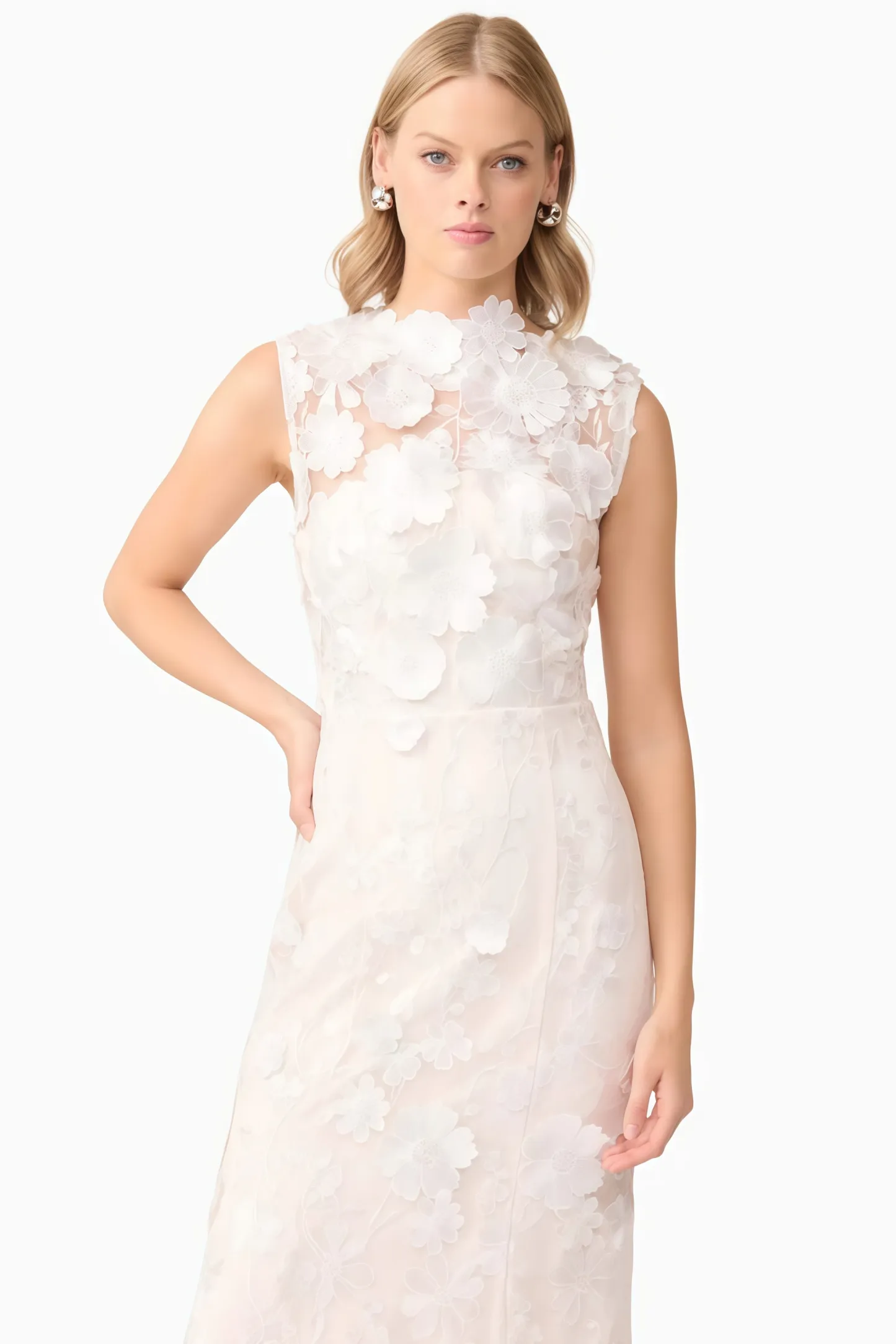 Jastet Embroidered 3D Floral Maxi Dress