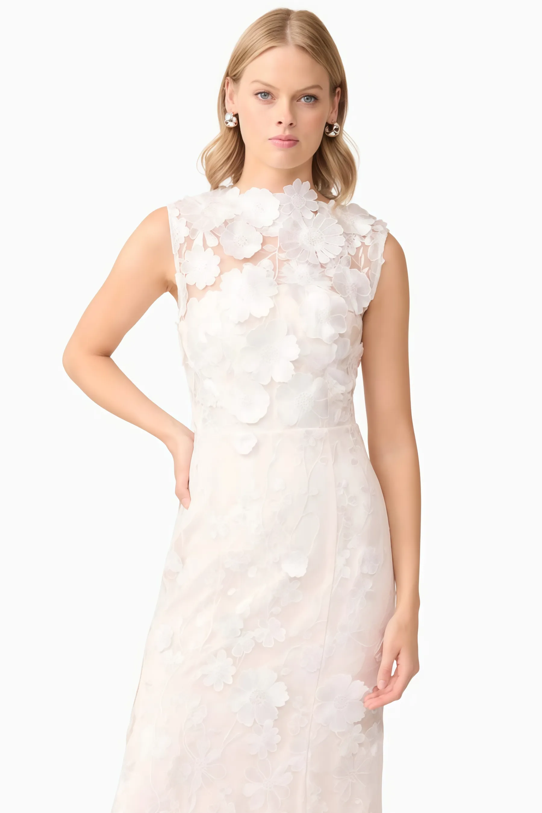 Jastet Embroidered 3D Floral Maxi Dress