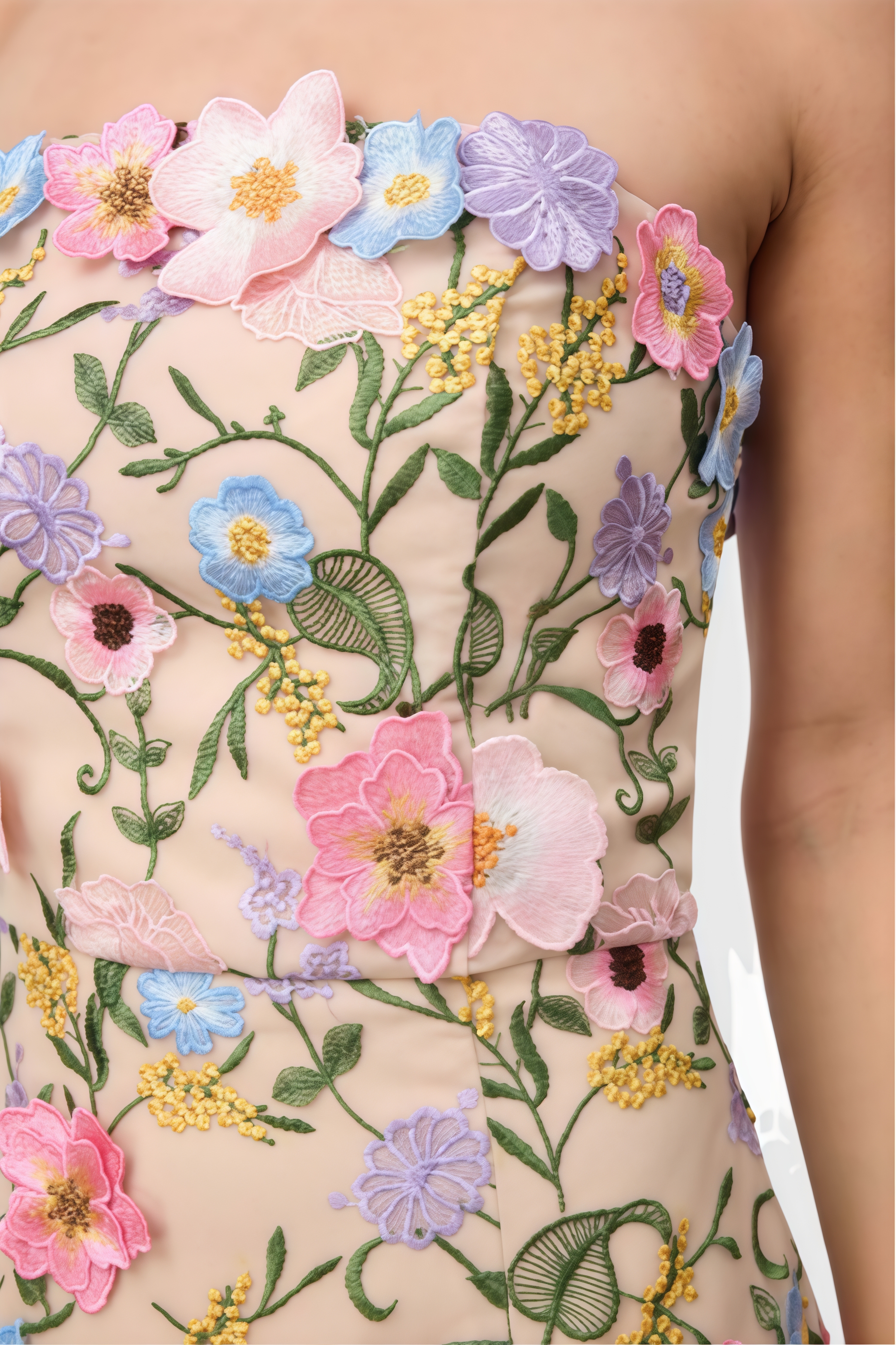 Eddek Strapless Floral Midi Dress
