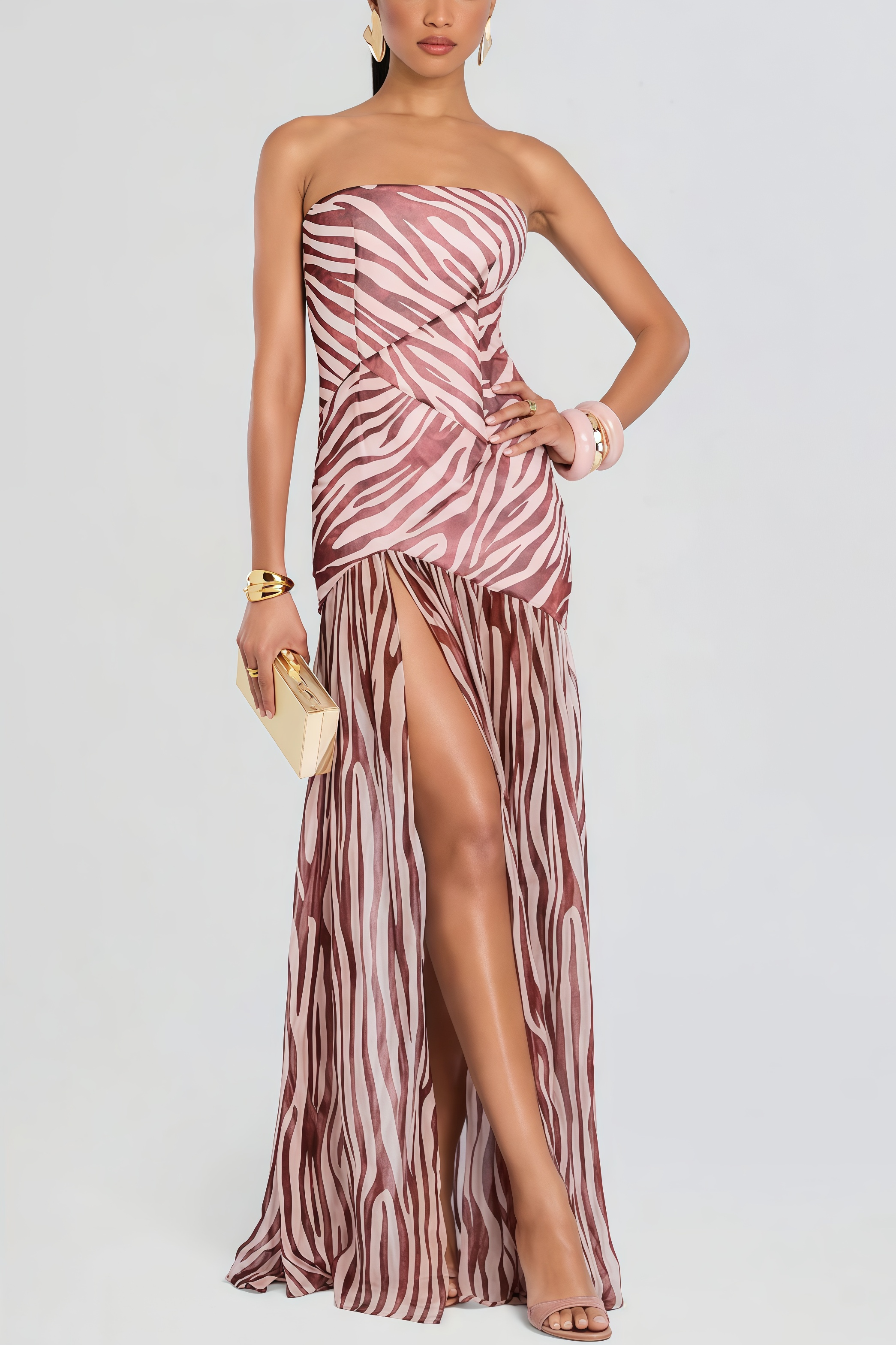 Fablad Plunge Split Maxi Dress