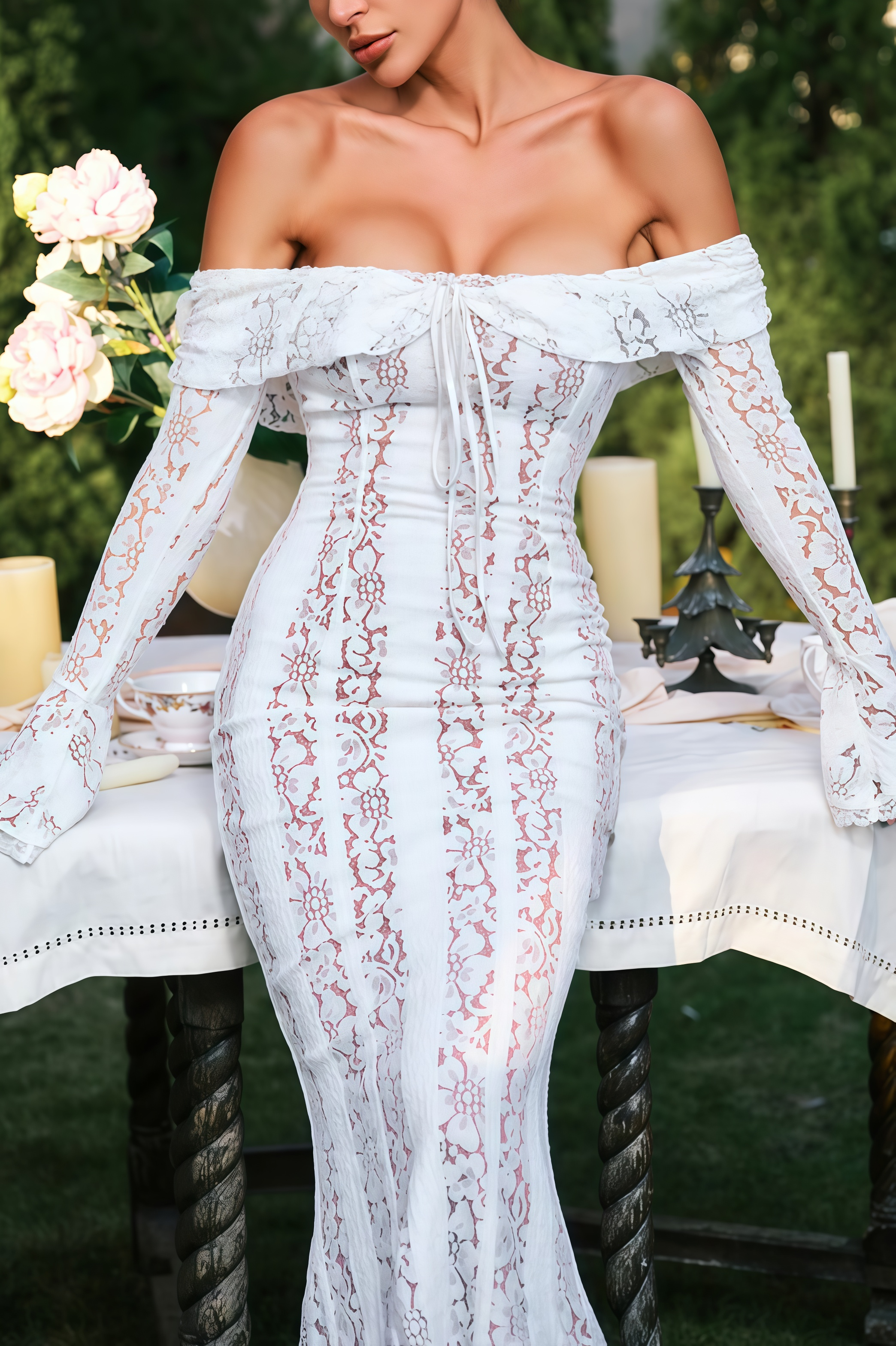 Sean Lace Trailing Maxi Dress