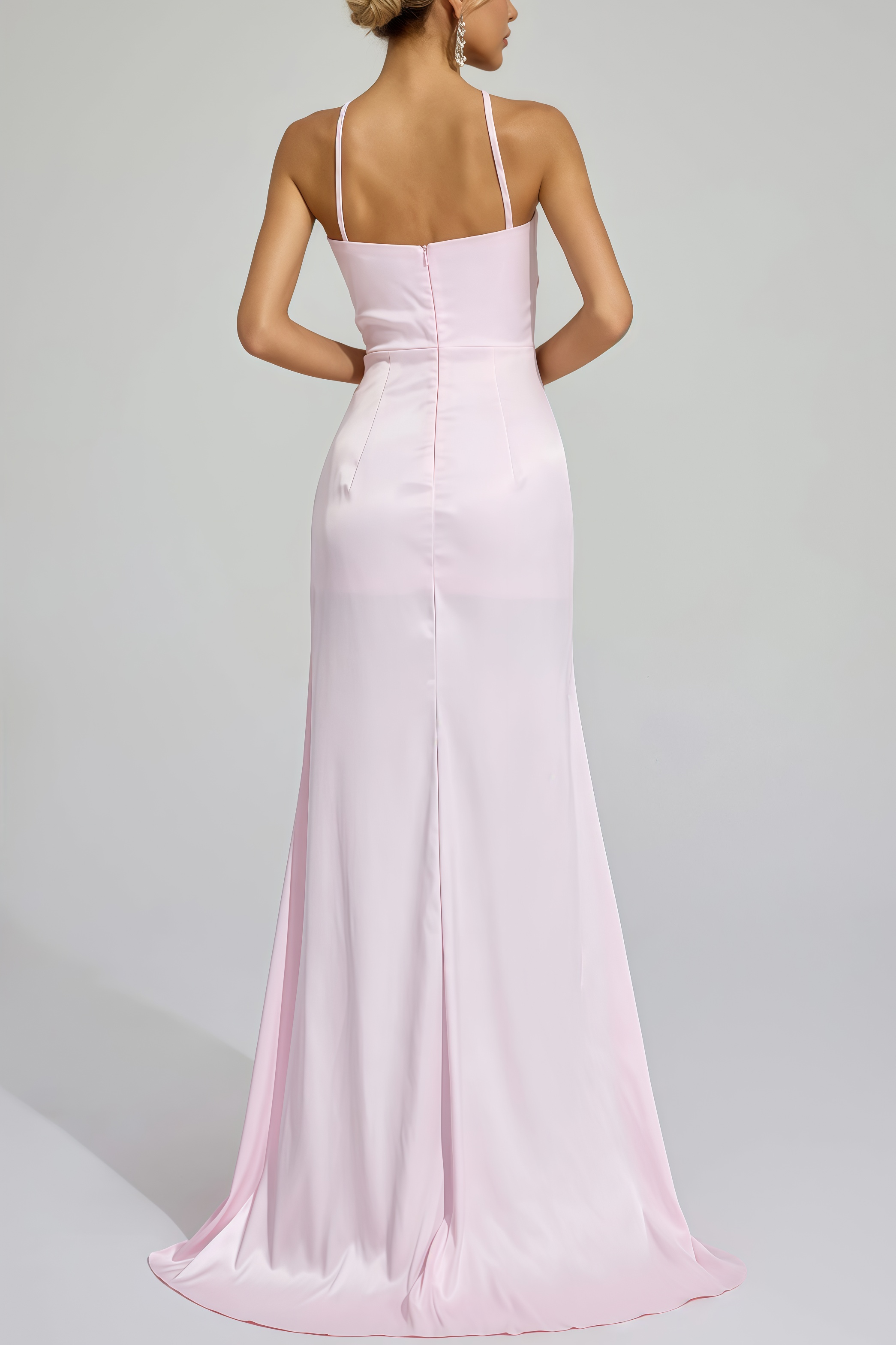 Baile Pink Slit Halter Maxi Dress