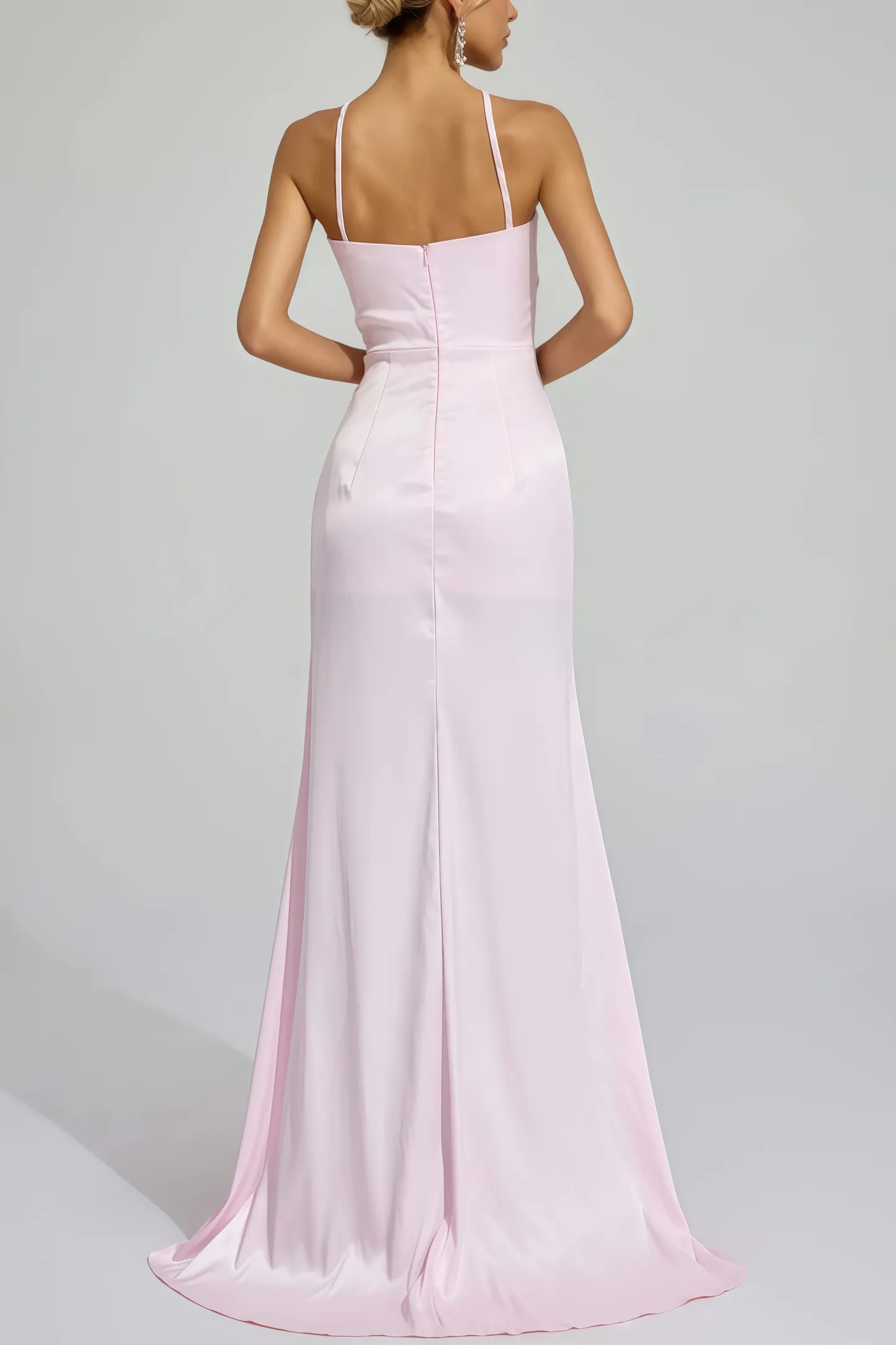 Baile Pink Slit Halter Maxi Dress