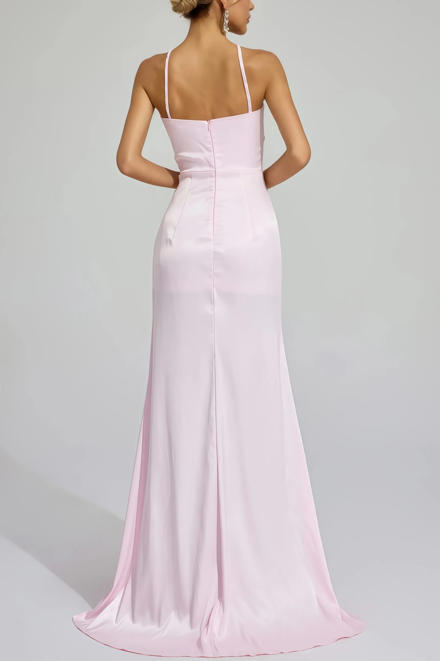 Baile Pink Slit Halter Maxi Dress