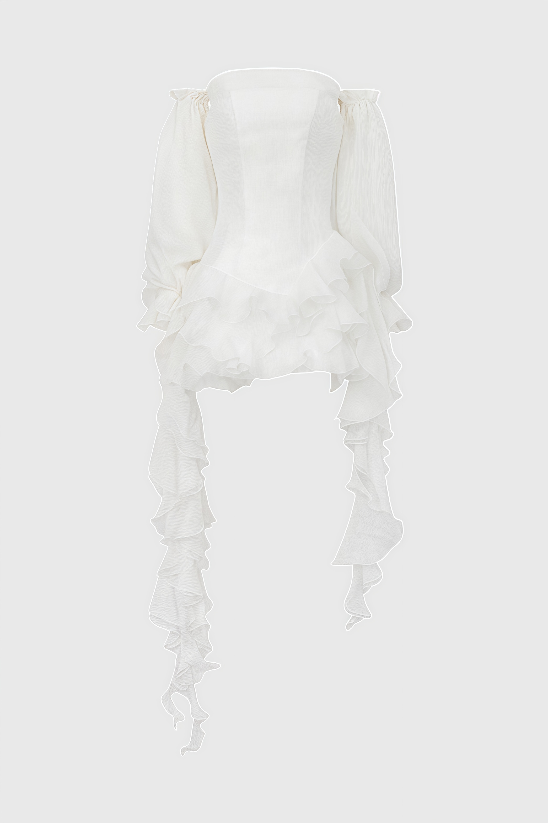 Blayw White Ruffle Flutter Mini Dress