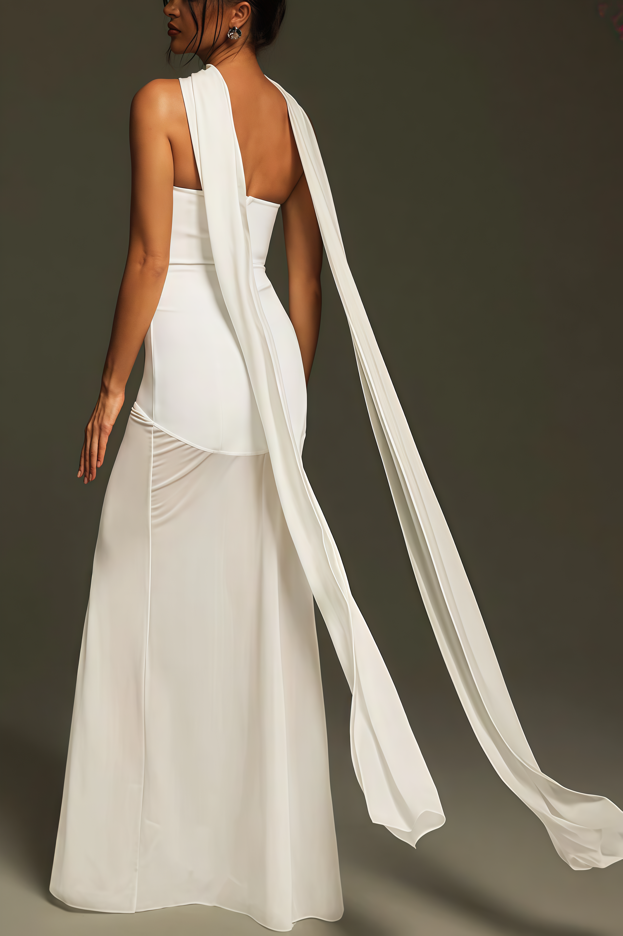 Tyvef Strapless Draped Bandage Maxi Dress