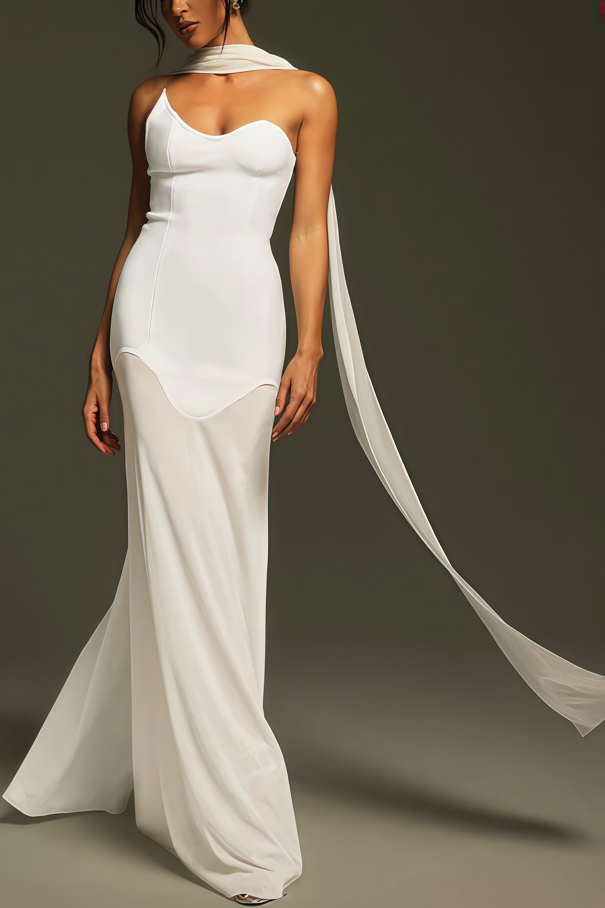 Tyvef Strapless Draped Bandage Maxi Dress