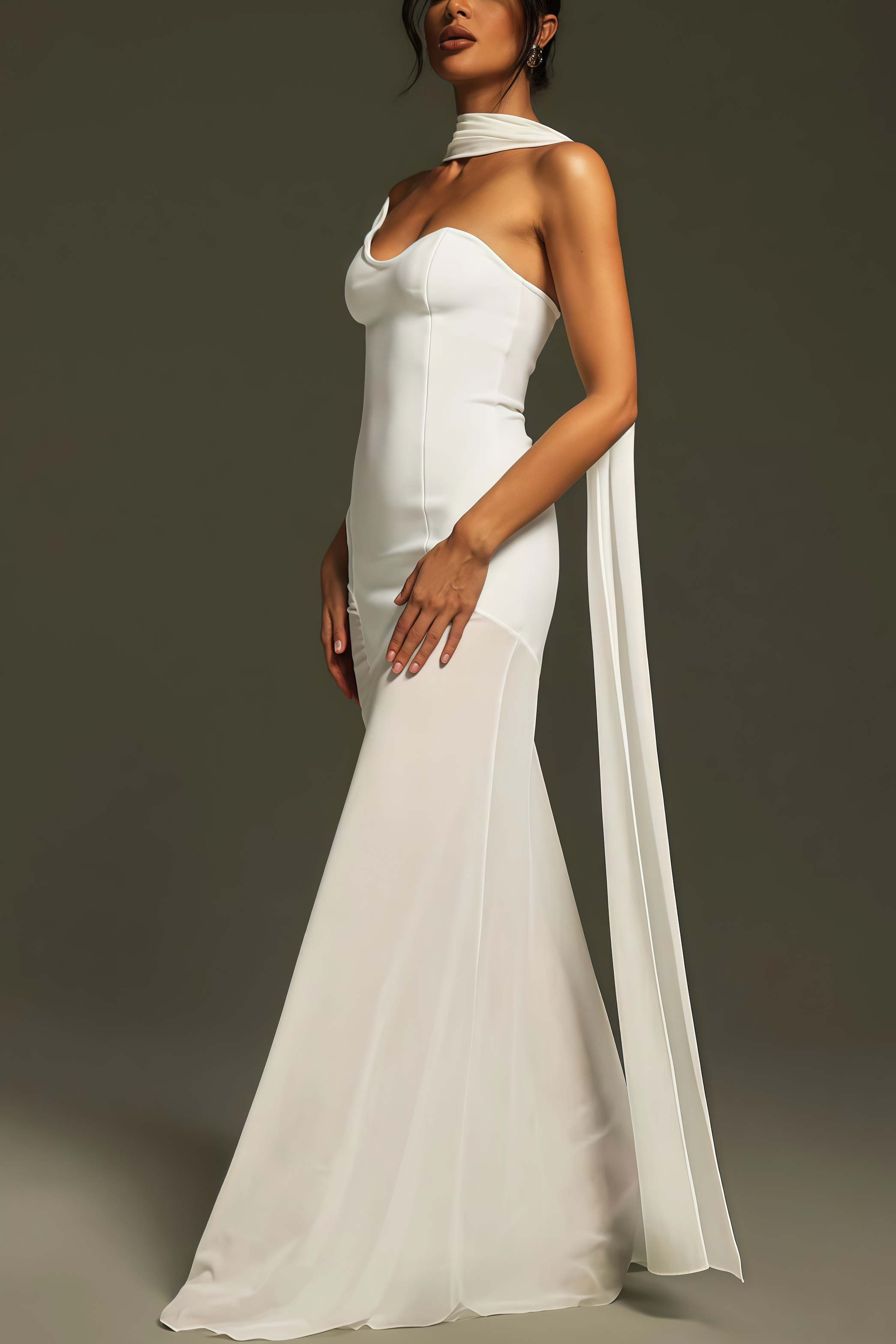 Tyvef Strapless Draped Bandage Maxi Dress