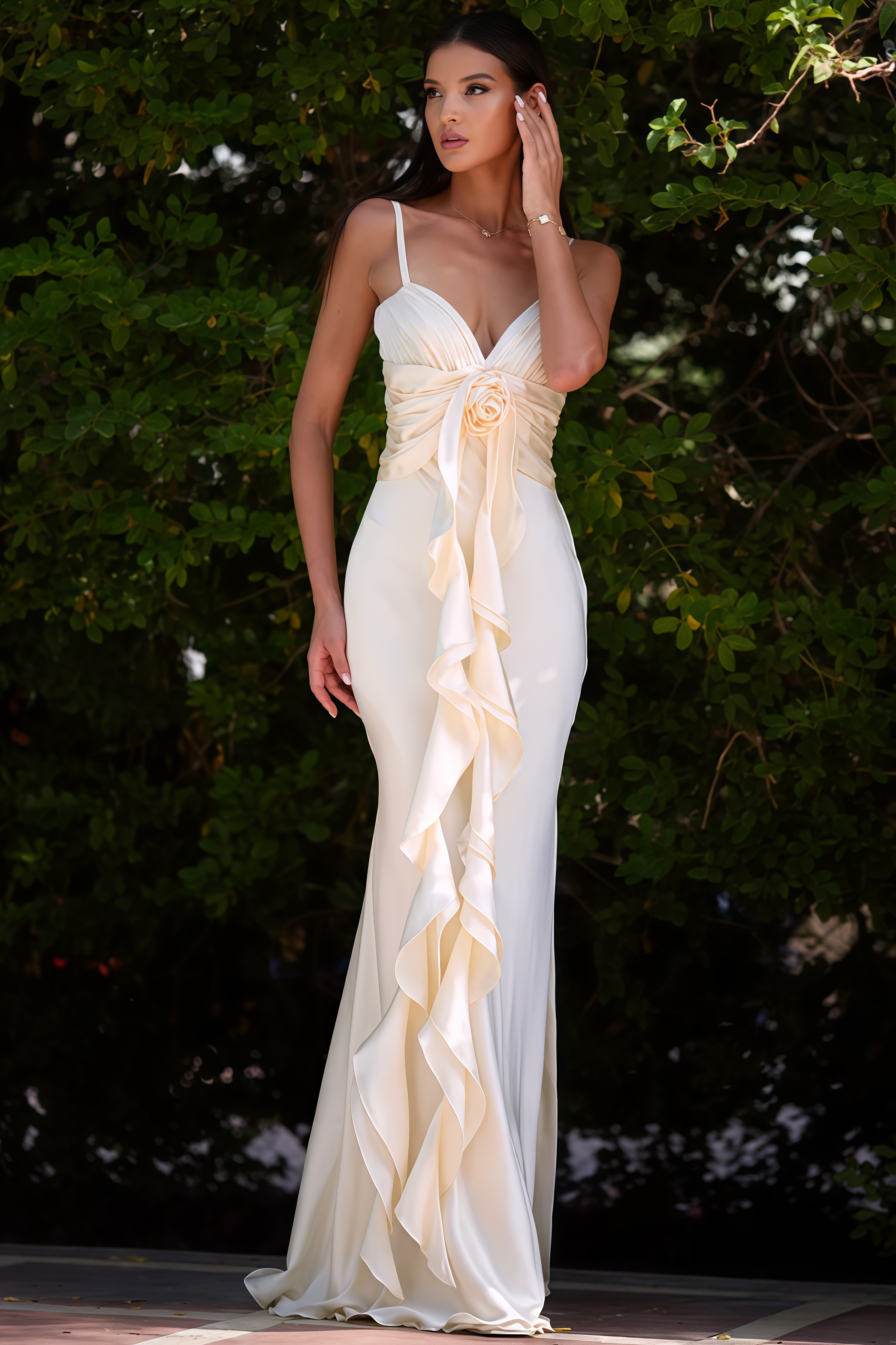 Paige 3D Floral Halter Maxi Dress